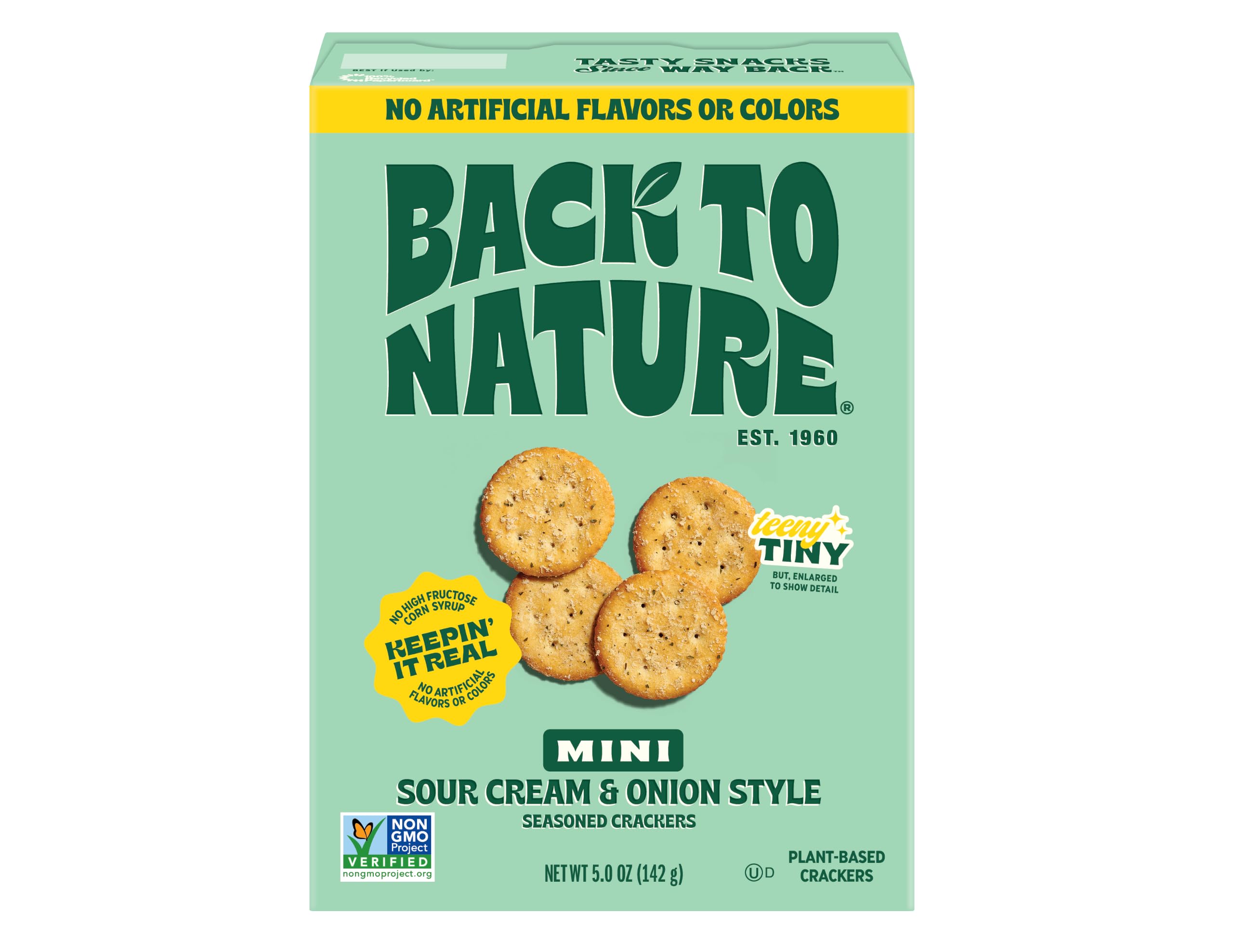 NEW Back to Nature Sour Cream & Onion Style Mini Seasoned Crackers, Non-GMO, Plant-Based Snack Cracker, Snack Happy, 5 oz Box
