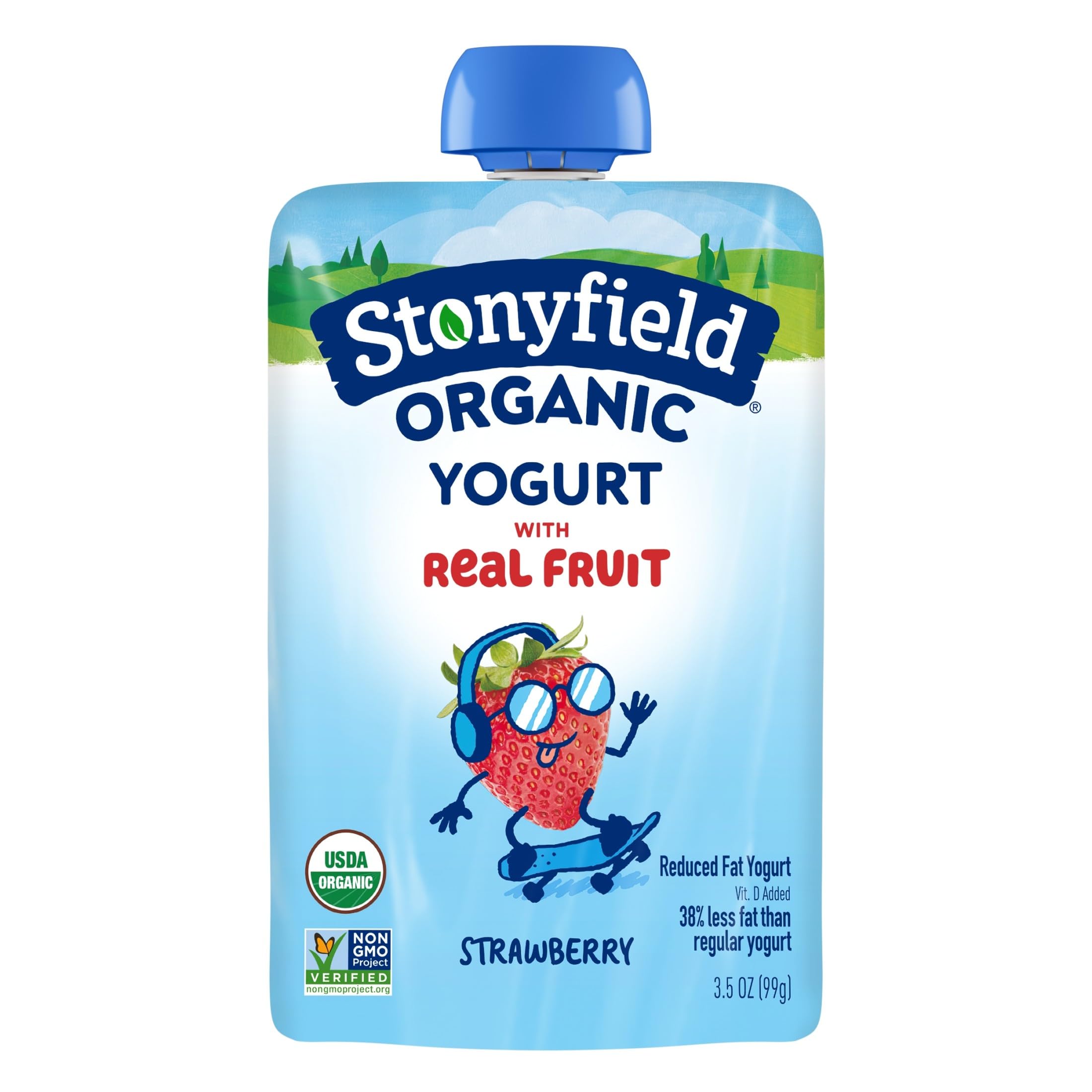 Stonyfield Organic Kids Strawberry Reduced Fat Yogurt, 3.5 oz Pouch