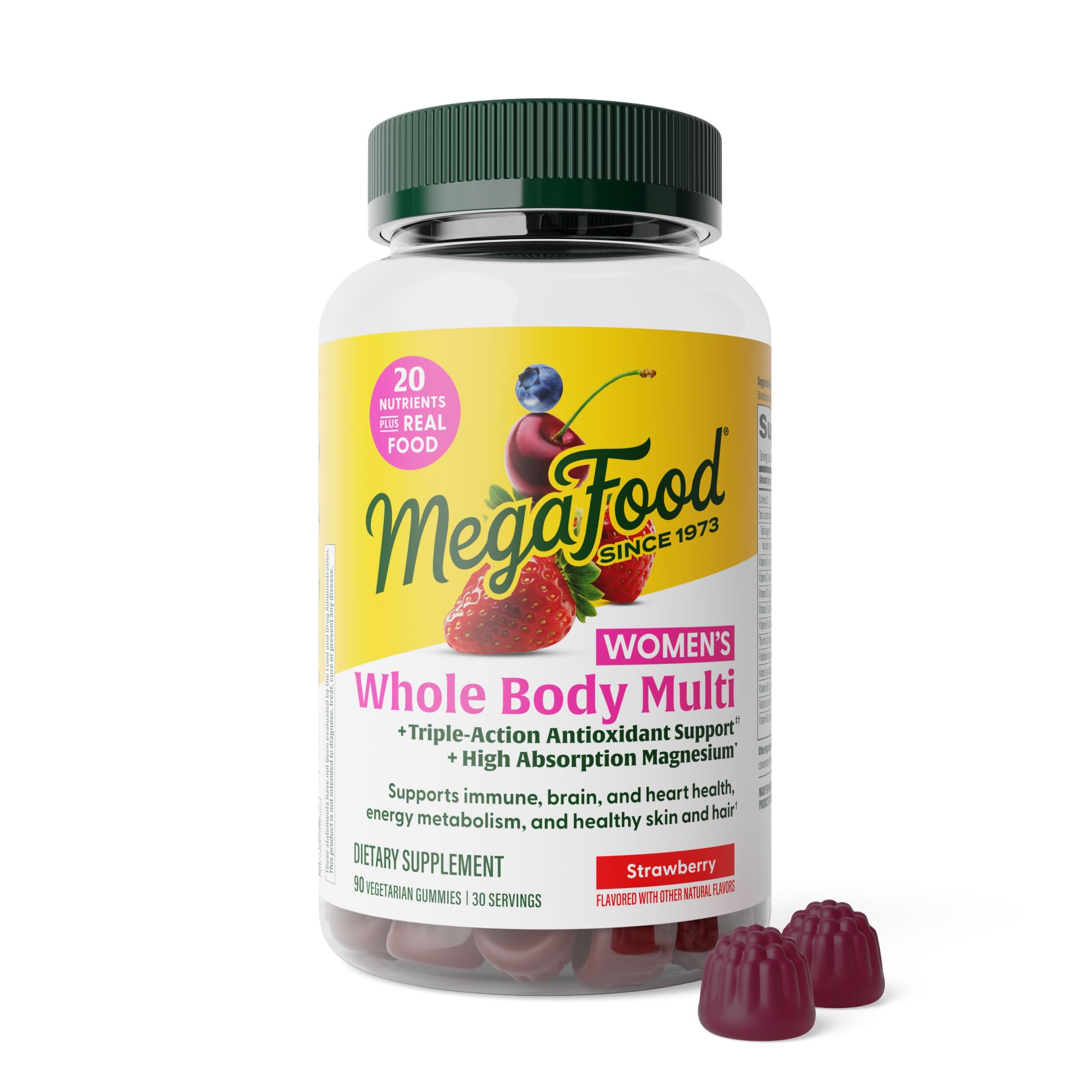 MegaFood Women’s Whole Body Multivitamin Gummies - Multivitamin for Women Vitamin C, Magnesium Citrate, Vitamin D3, Folate, Biotin & Zinc - Brain, Heart & Immune Support - 90 Gummies, 30 Servings