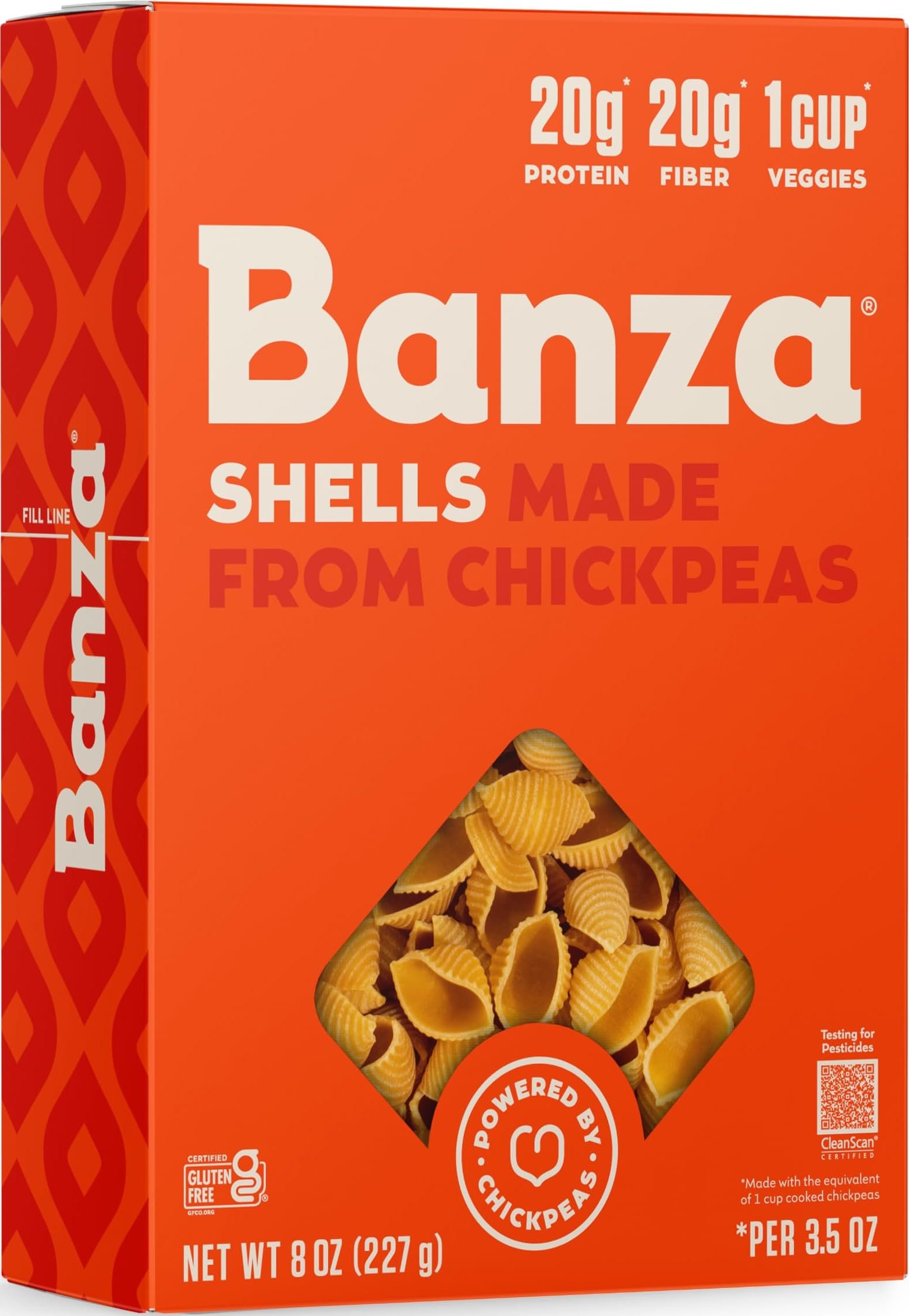 Banza Shells Pasta from Chickpeas - Gluten Free, High Protein, and Lower Carb Protein Shells Chickpea Pasta - 8oz