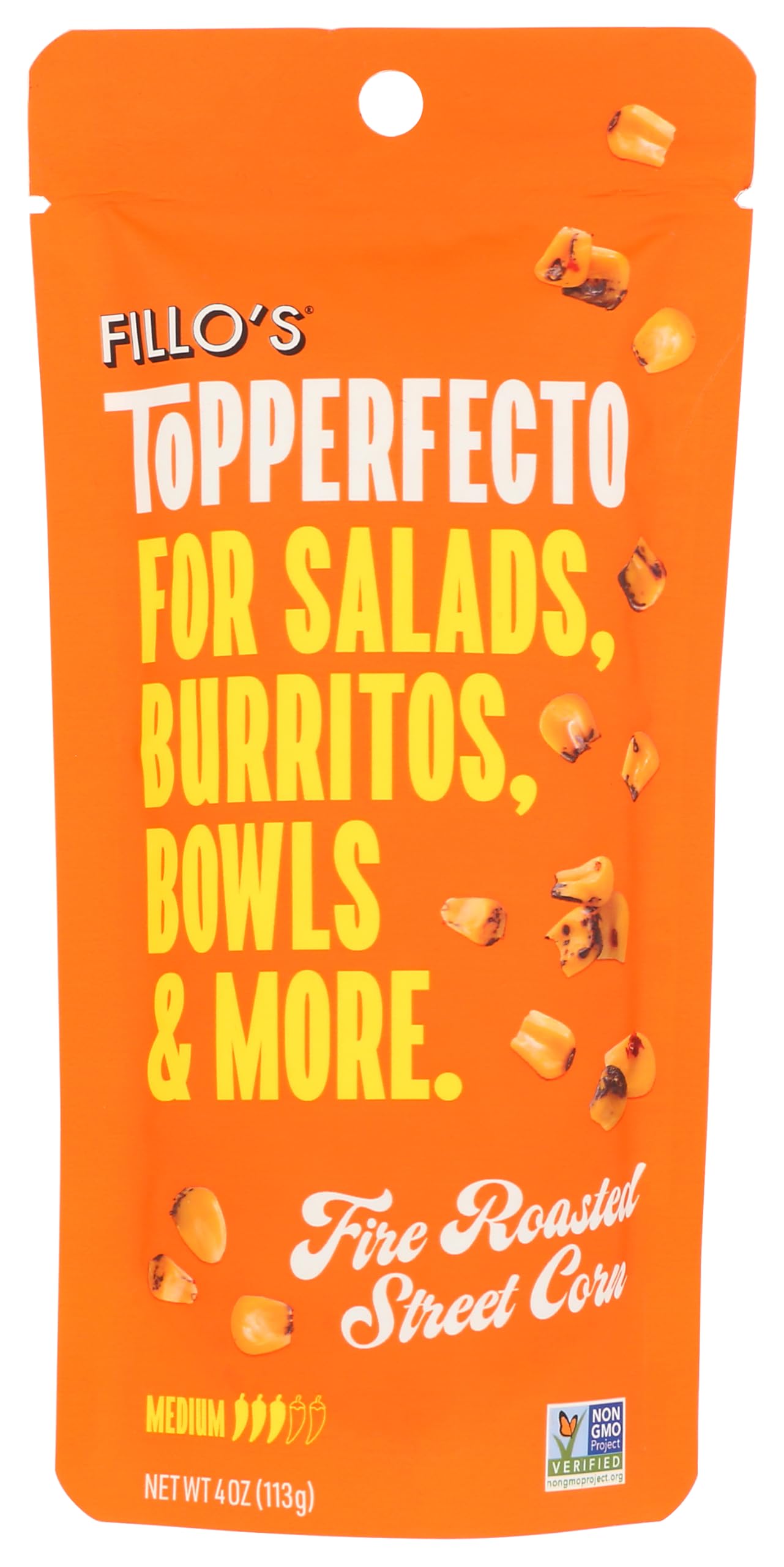 Fillo’s ToPPERFECTO Fire Roasted Street Corn - Pack of 1 - Mexican-Style Elote-Inspired Salad Topper with Roasted Corn, Peppers & Spices – Ready-to-Eat, Non-GMO, All-Natural, Perfect for Tacos, Bowls & Salads