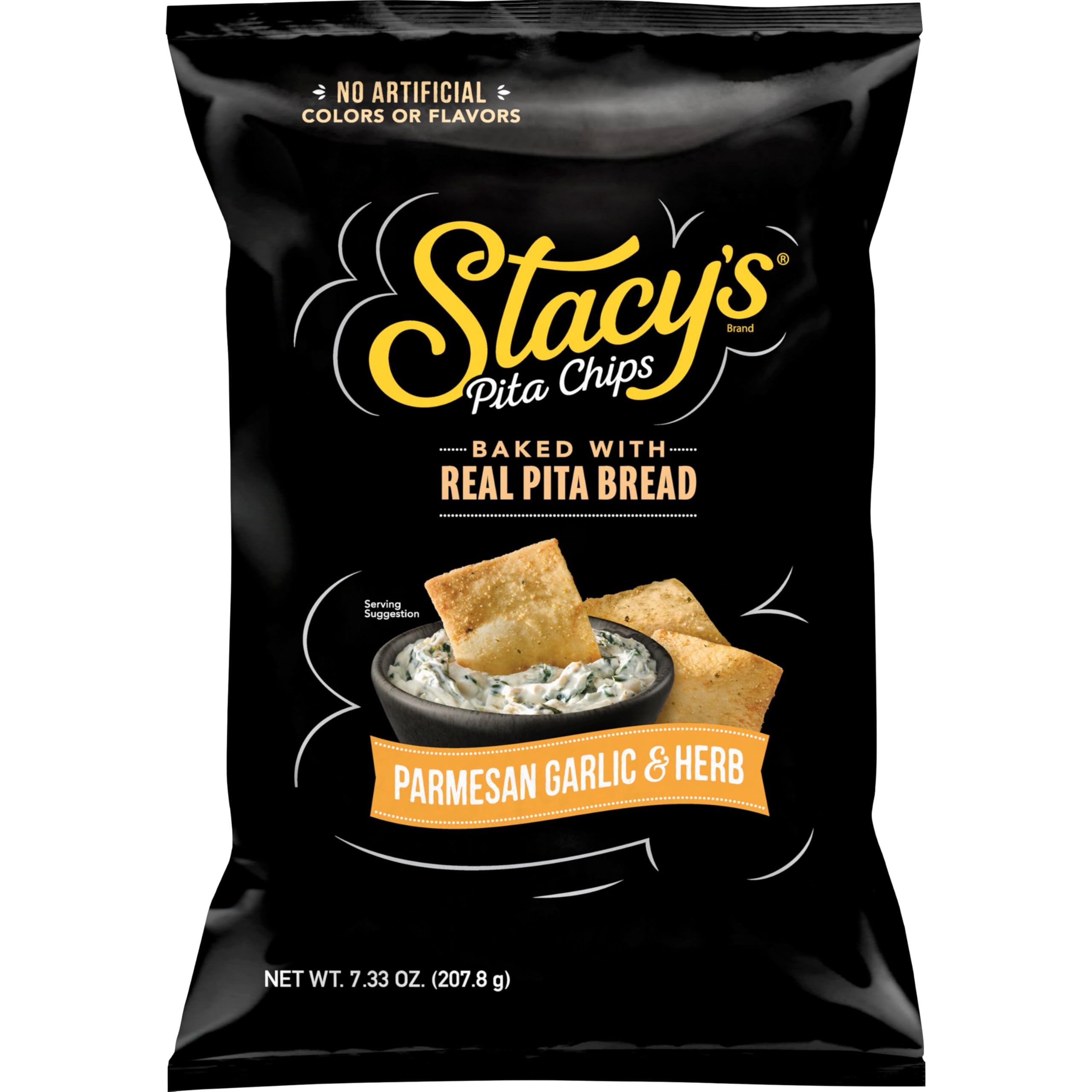 Stacy’s Pita Chips, Parmesan Garlic & Herb, No Artificial Colors or Flavors, 7.33 oz Bag