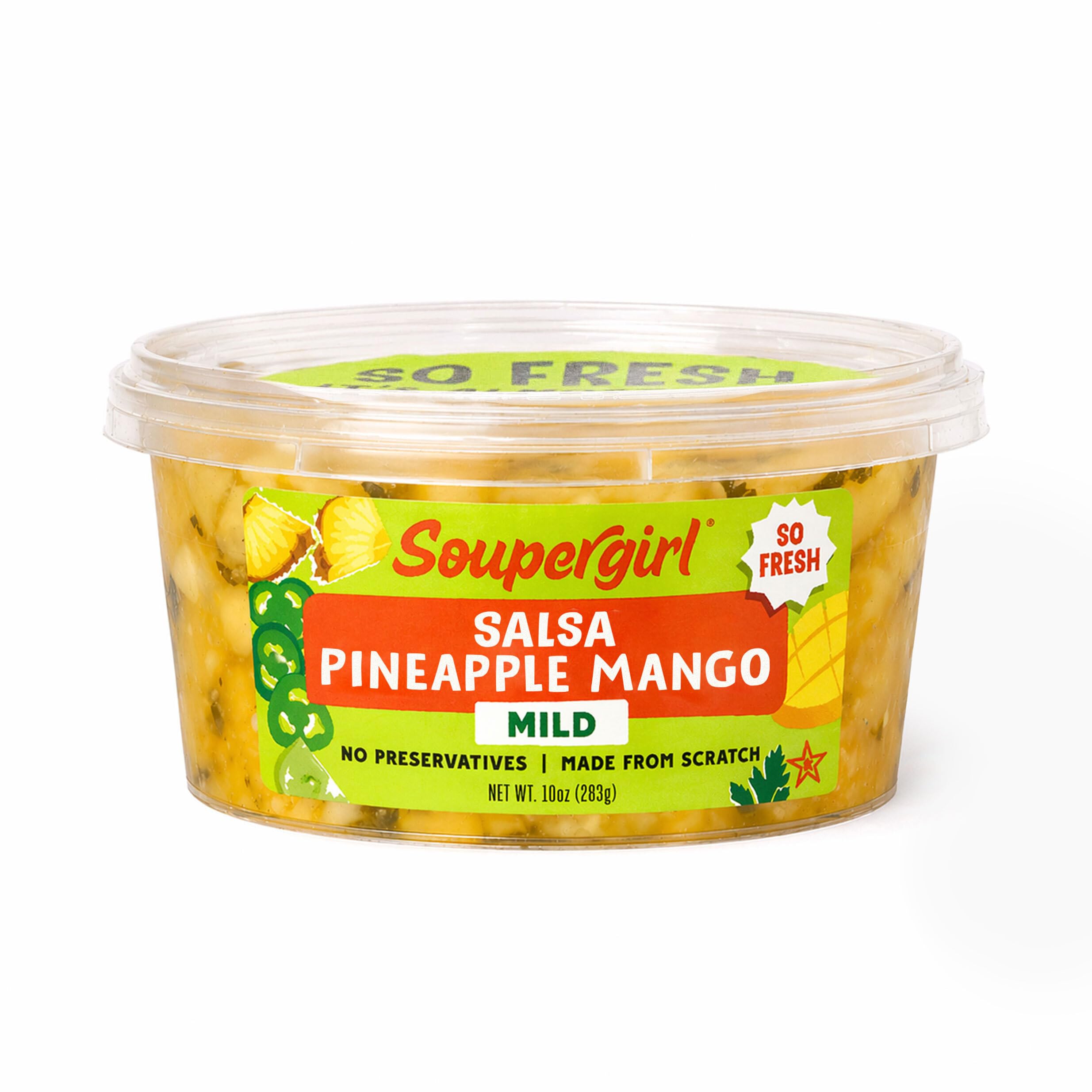 Soupergirl Salsa Pineapple Mango Mild | Fresh, Sweet & Tangy | Kosher, Preservative-Free, Women-Owned, 10 oz
