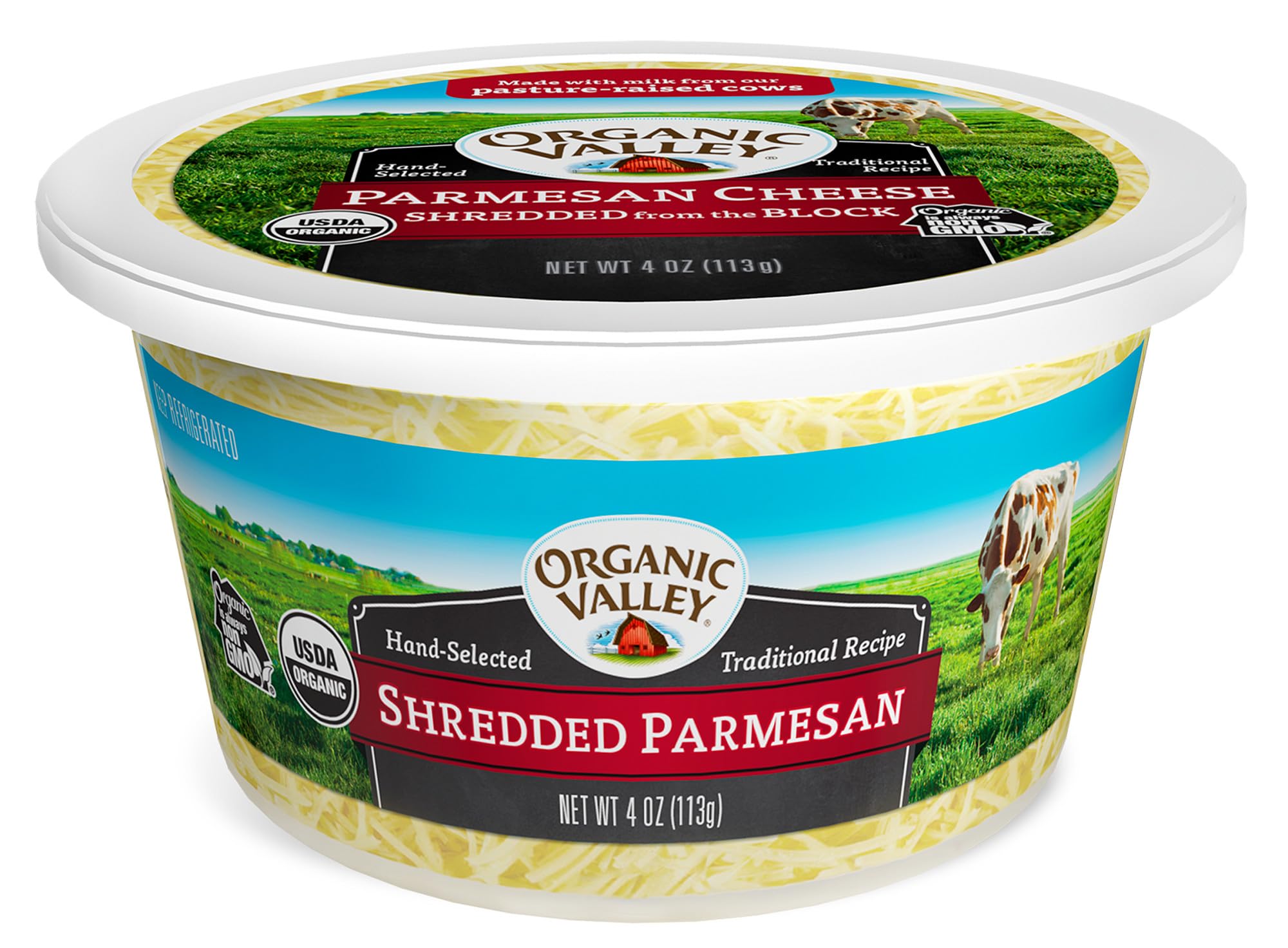 Organic Valley Parmesan Cheese — Shredded — Organic, Pasture Raised, Non GMO — 4 oz