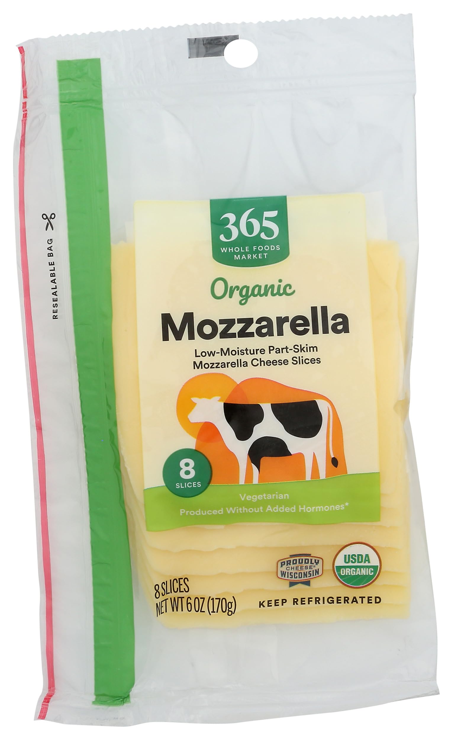 Organic Sliced Mozzarella Cheese, 6 Ounce