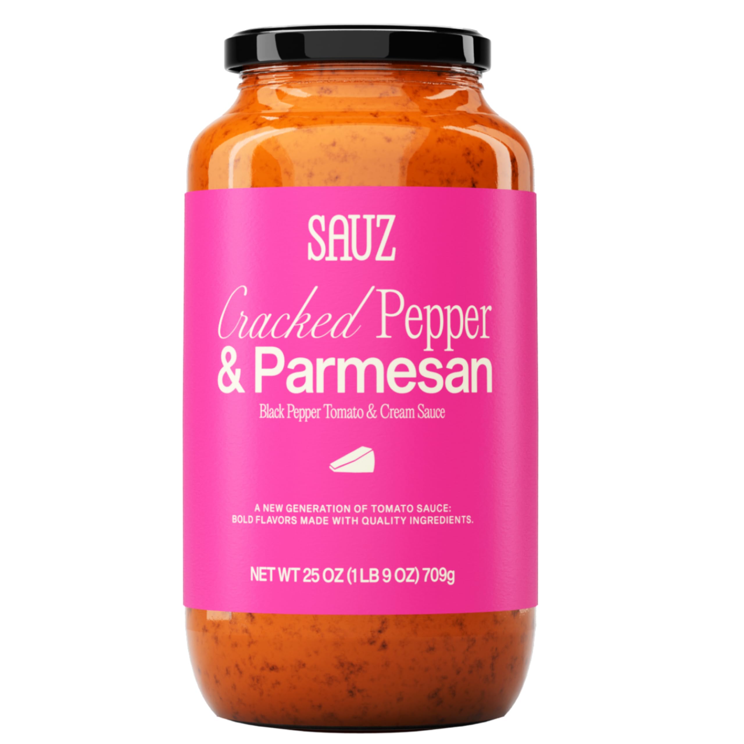 Sauz | Cracked Pepper and Parmesan (Single Jar) Thick & Creamy- Gluten-Free, Non-GMO, and 100% Delicious - Crafted in Small Batches for Michelin-Star Delight - Clean ingredients 25 OZ