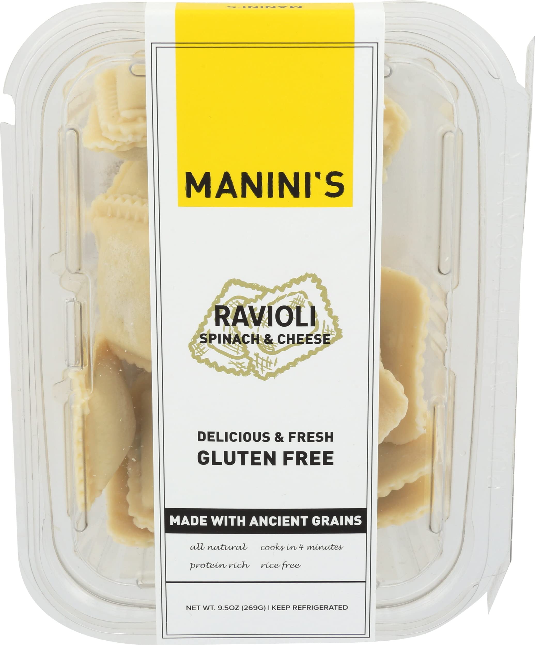 Manini's Gluten Free Spinach & Cheese Ravioli, 9.5 oz.