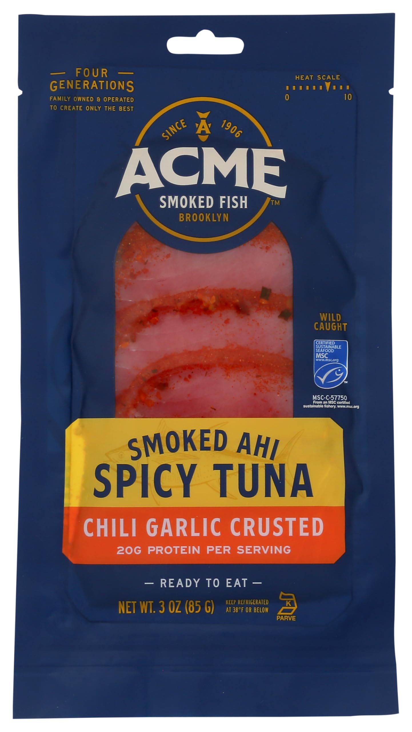 Acme Smoked Fish Cold Smoked Spicy Tuna, 3 Ounce