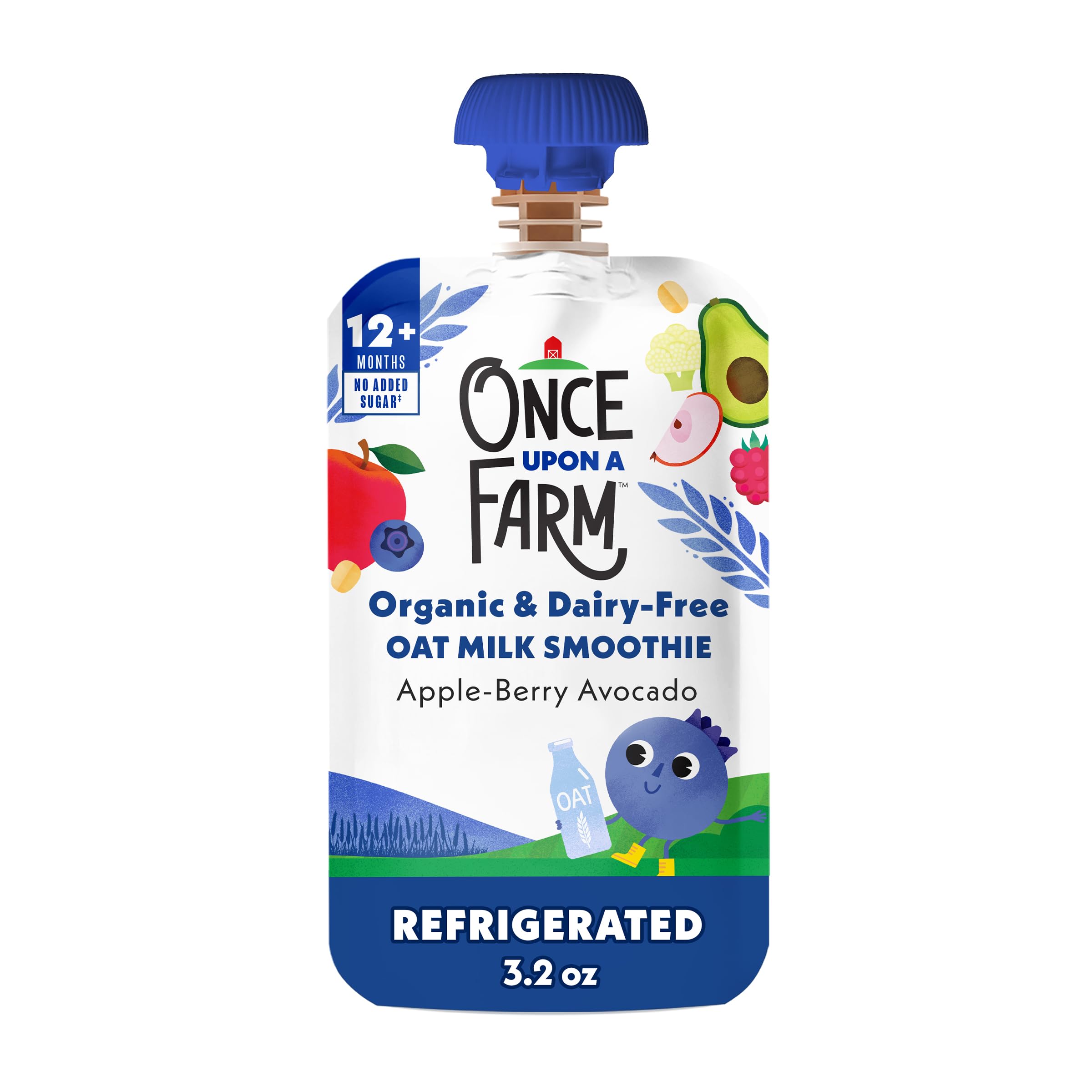 Once Upon a Farm Oat Milk Smoothie Apple-Berry Avocado Organic Snack Pouch, 3.2oz