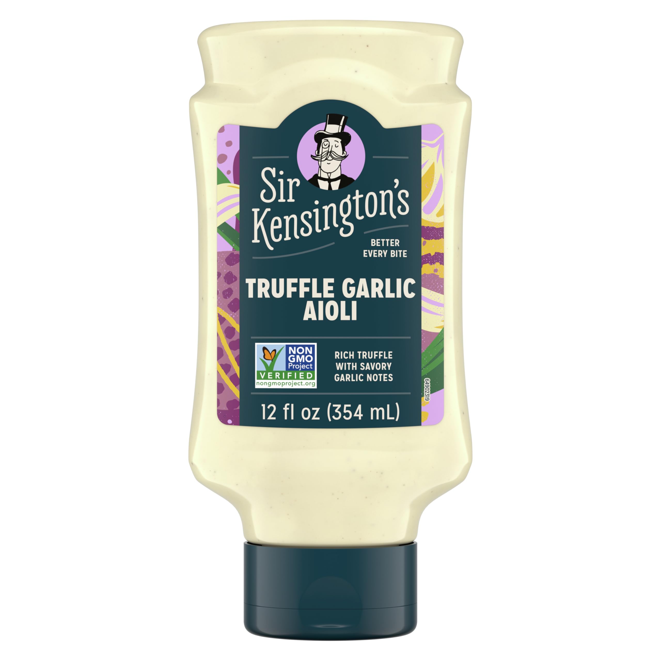 Sir Kensington's Truffle Garlic Aioli 12 oz, Garlic Mayonnaise, Keto 1PK | For sandwiches, dips, dressings and simple meals; gluten-free; kosher; Truffle Garlic Aioli; 12 oz.