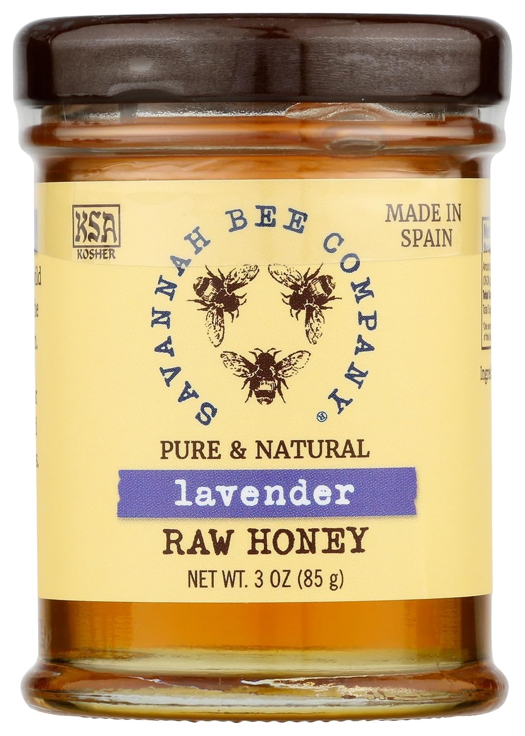 Savannah Bee Company Honey, Pure Raw Natural, Lavender, 3 oz | Pure natural honey, raw honey with no artificial ingredients, natural sweetener for tea, toast and recipes, acacia honey