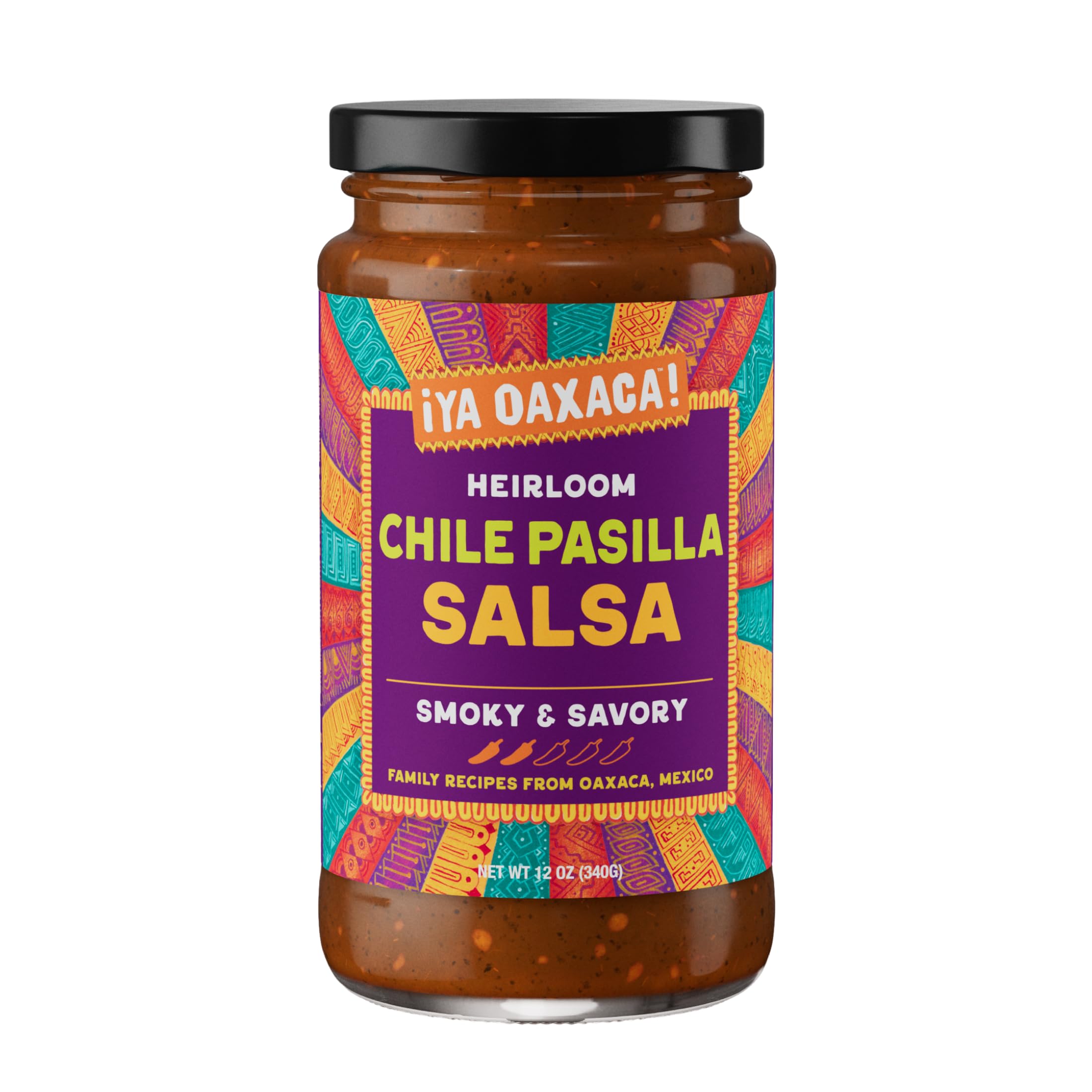 Ya Oaxaca - Salsa Chile de Pasilla - Mild Spice - 12oz | Smoky & Savory - Subtle Heat - Made w/Premium Ingreients - Vegan, Gluten Free, Non-GMO - Great for Nachos, Bowls, Tacos