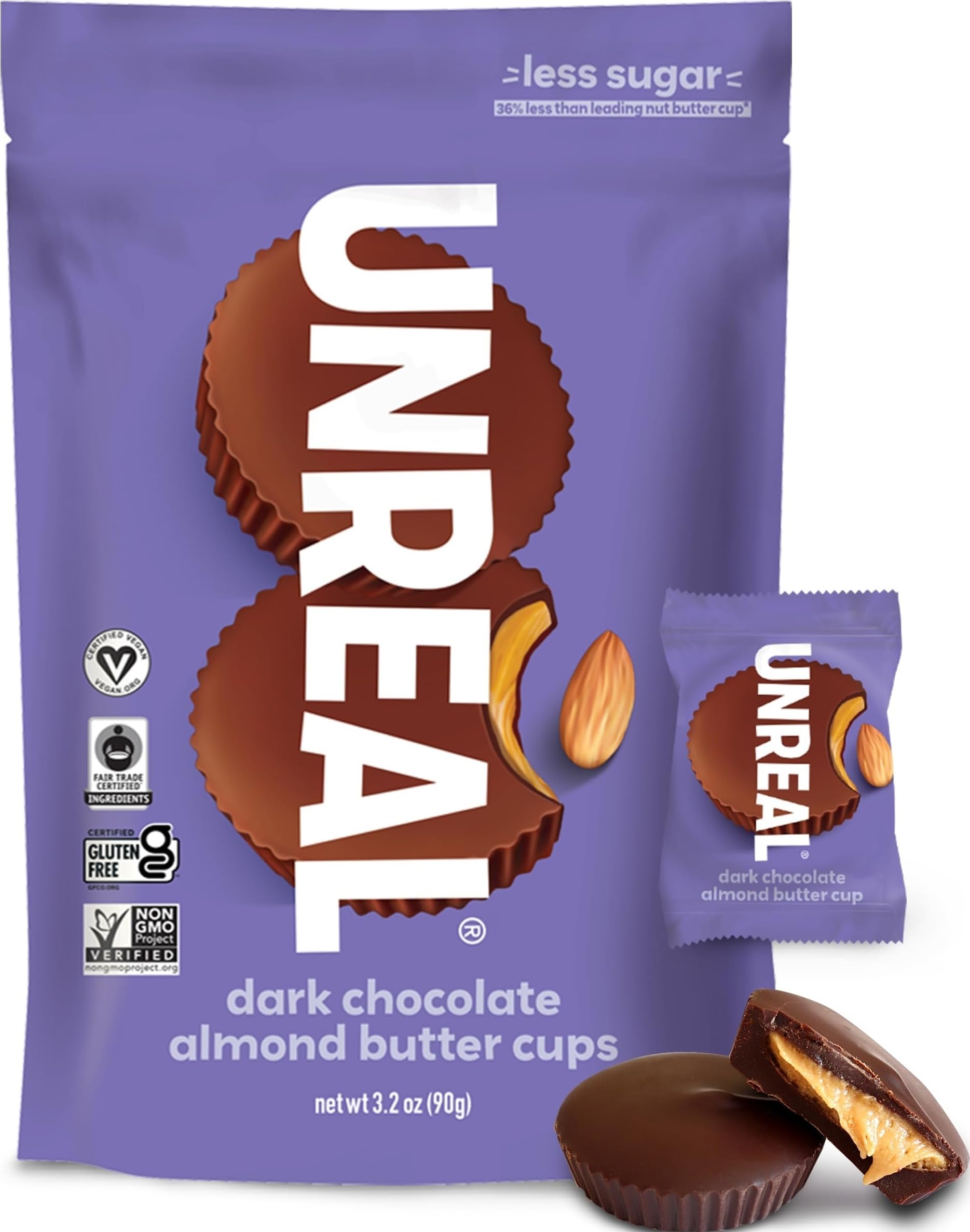 UNREAL Dark Chocolate Almond Butter Cups 6Pk, 3.2 OZ