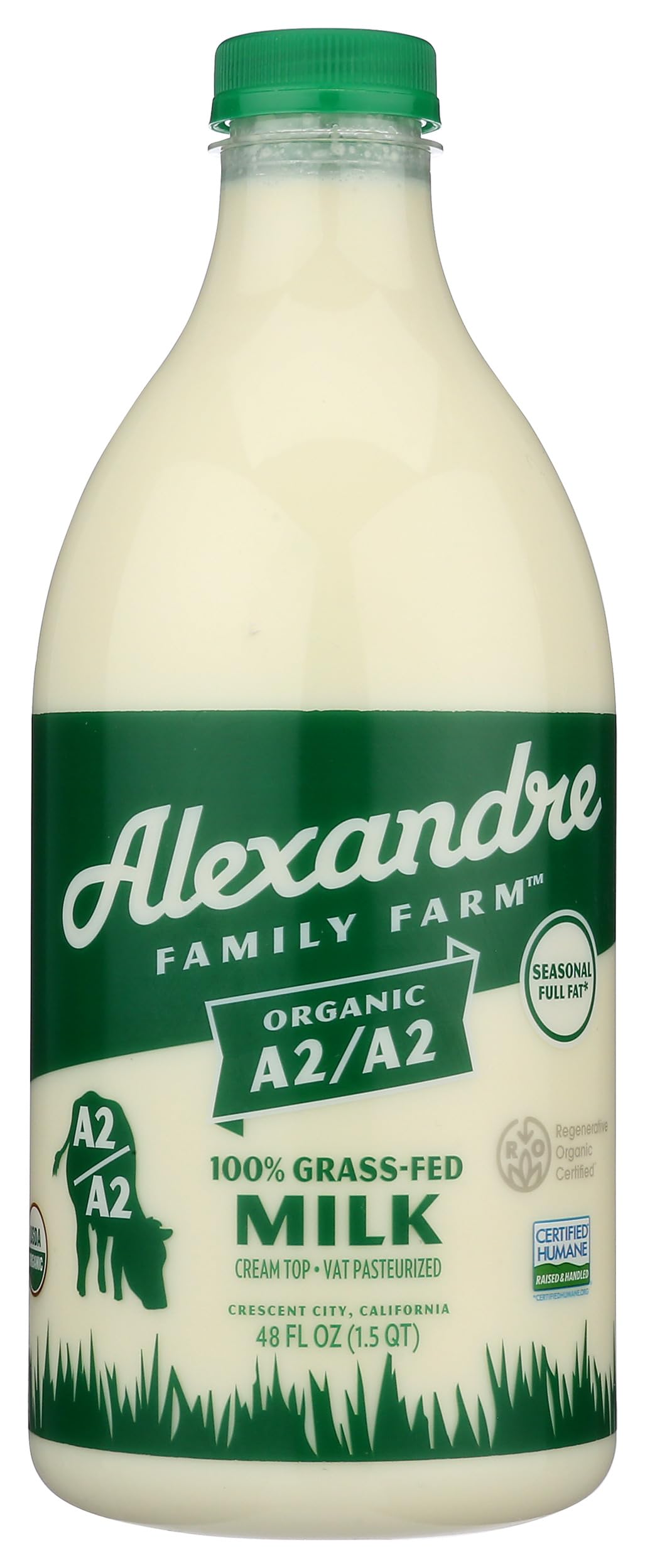 Alexandre Family Farms, Organic A2 A2 Grass Fed Milk, 48 Fl Oz