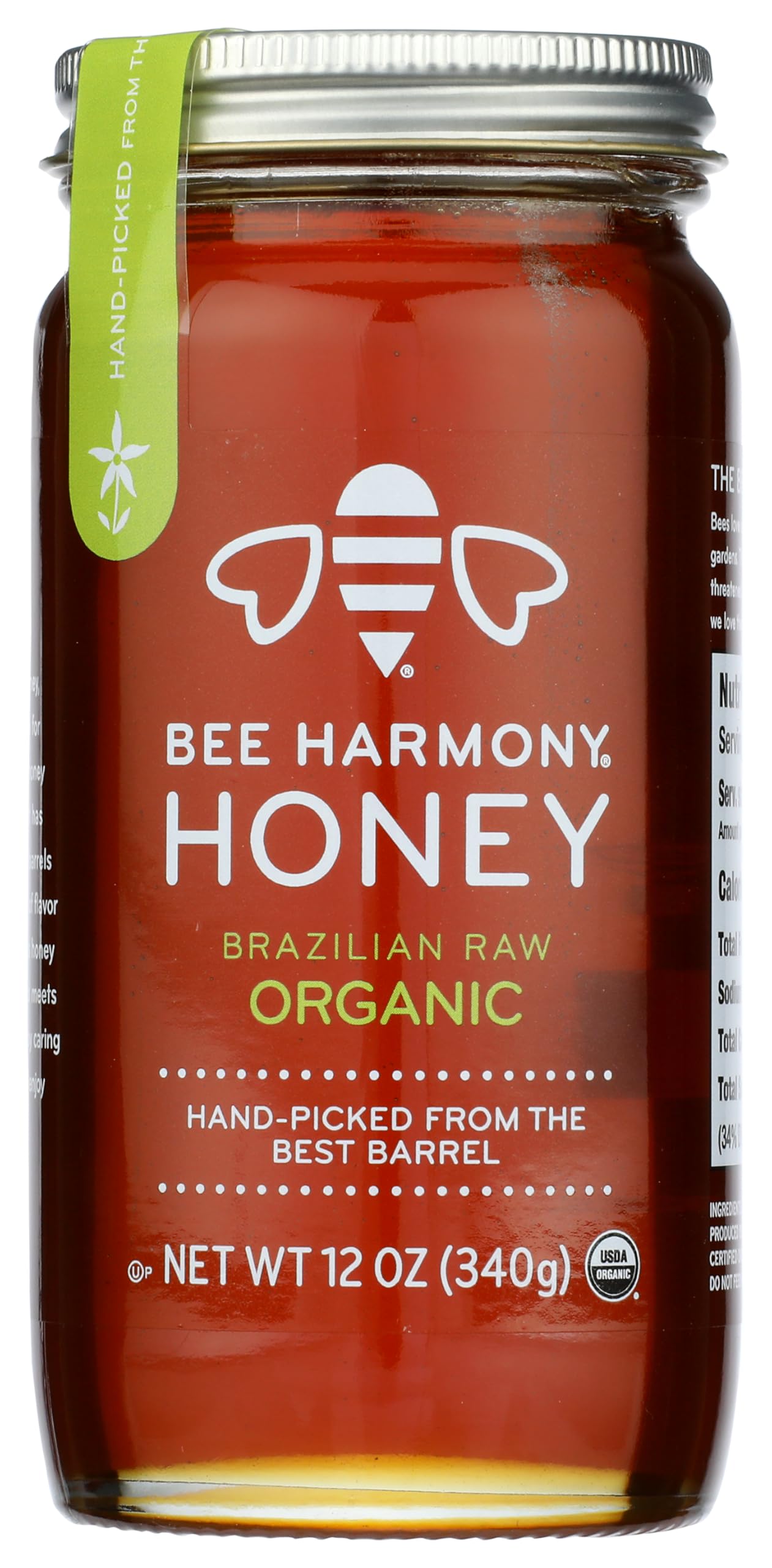 Bee Harmony Raw Honey, Organic Brazilian, 12 Ounce
