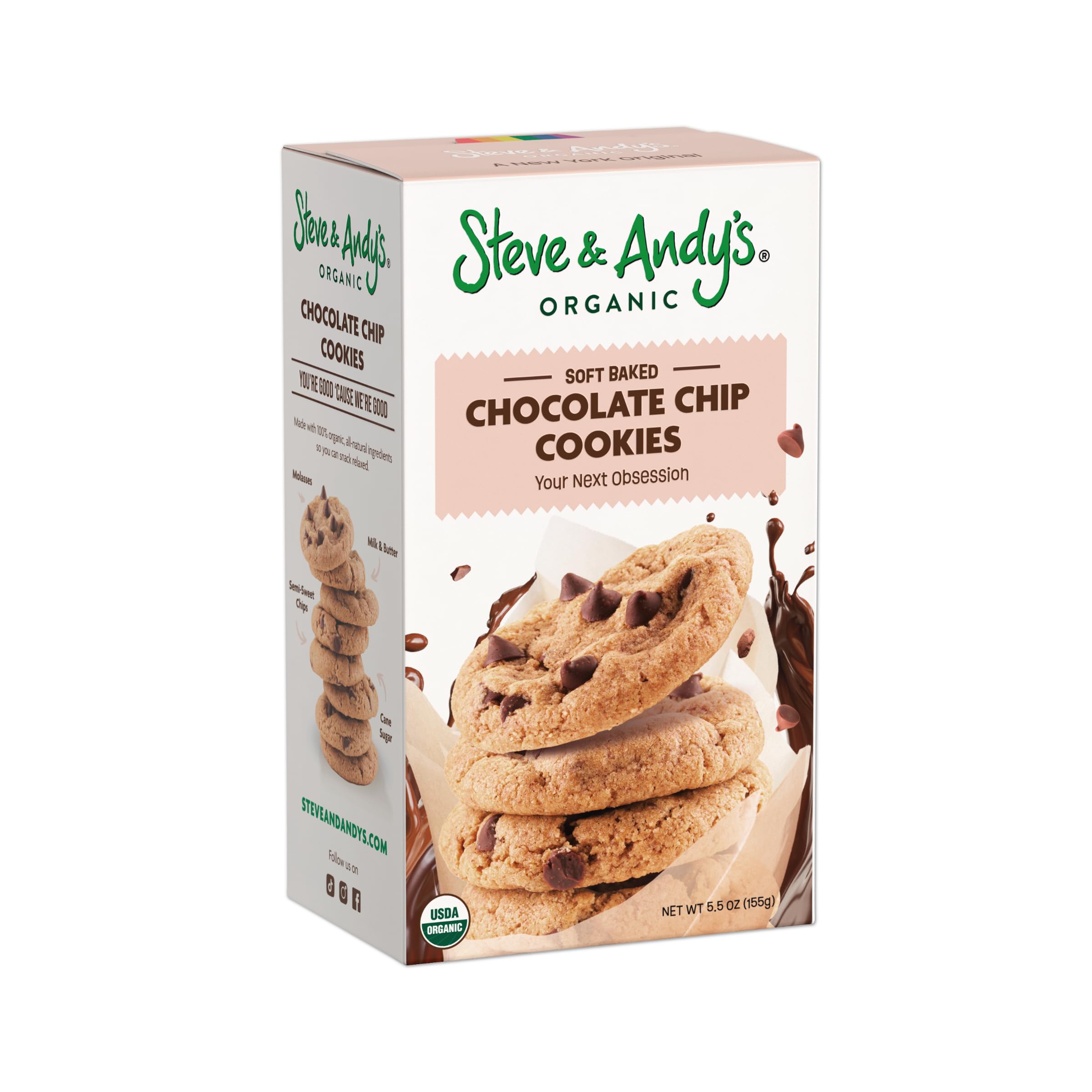 Steve & Andy’s Deliciously Induldent Soft Bake Chocolate Chip Cookies – Organic, Gluten Free, Non-Gmo, Nut Free, Wheat Free, Soy Free – 5.5 Oz, 1 Box (10 Cookies)