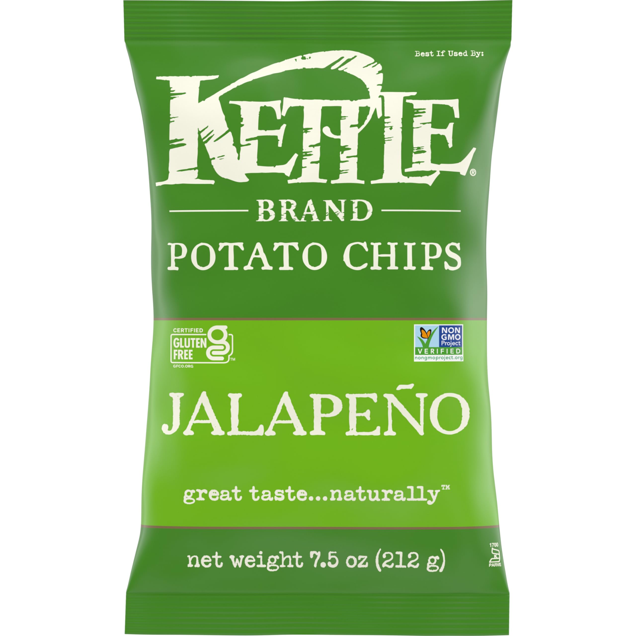 Kettle Brand Jalapeno Kettle Potato Chips, Gluten-Free, Non-GMO, 7.5 oz Bag