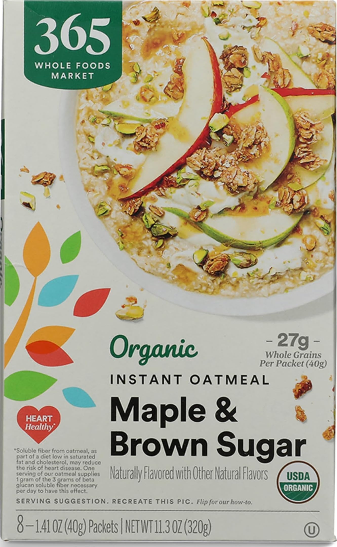 Organic Maple & Brown Sugar Instant Oatmeal Packets, 1.41 Ounce (Pack of 8)