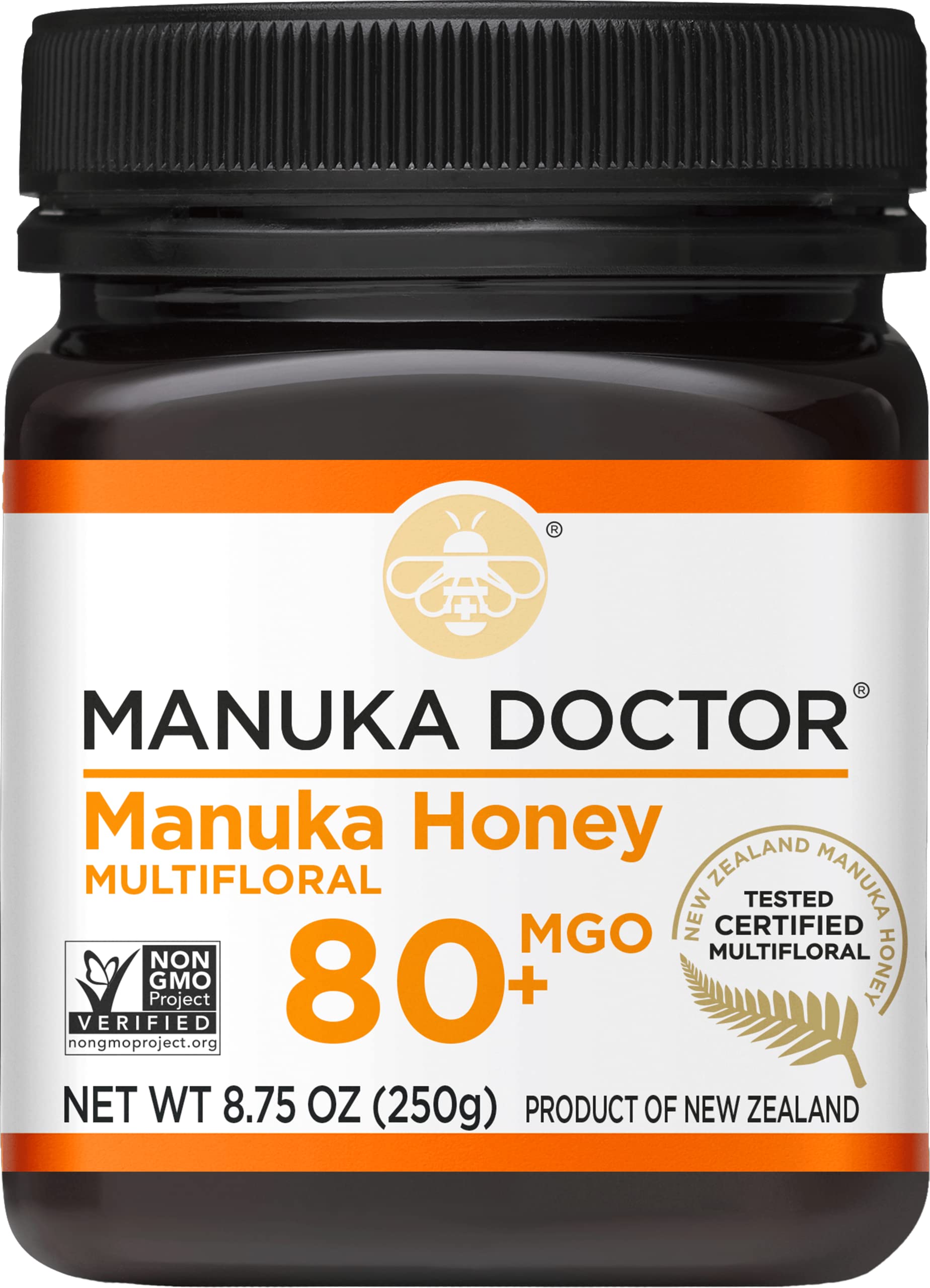 Manuka Doctor - MGO 80+ Manuka Honey Multifloral, 100% Pure New Zealand Honey. Certified. Guaranteed. Raw. Non-GMO (8.75oz)
