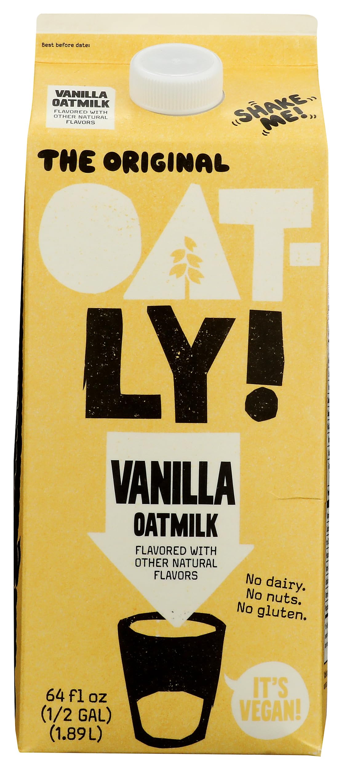 OATLY Vanilla Oatmilk, 64 FZ | Plant-Based Made from Oats, Milk Alternative, Vegan, Non-GMO, Gluten Free, Kosher