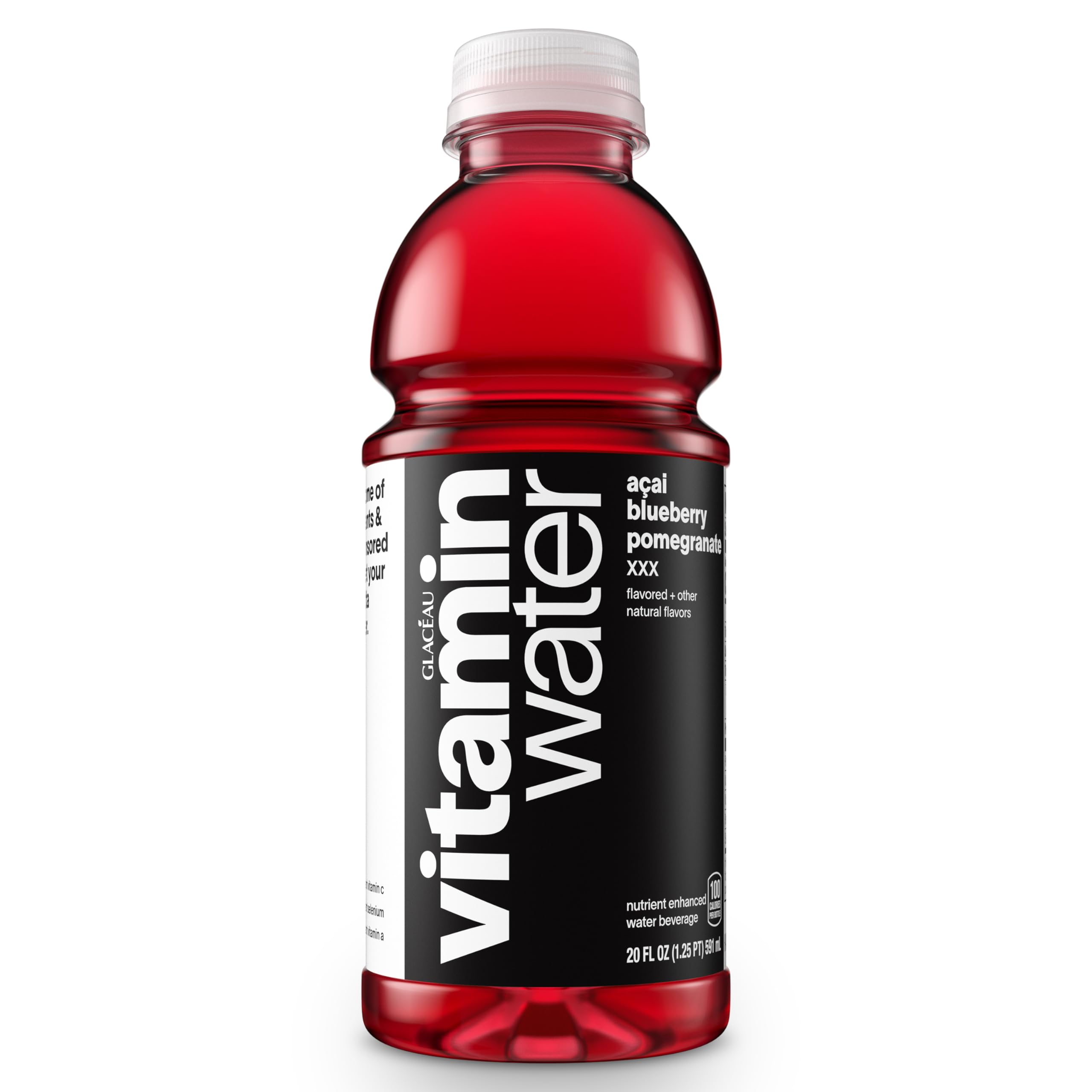 vitaminwater xxx, electrolyte enhanced water w/ vitamins, açai-blueberry-pomegranate drink, 20 fl oz