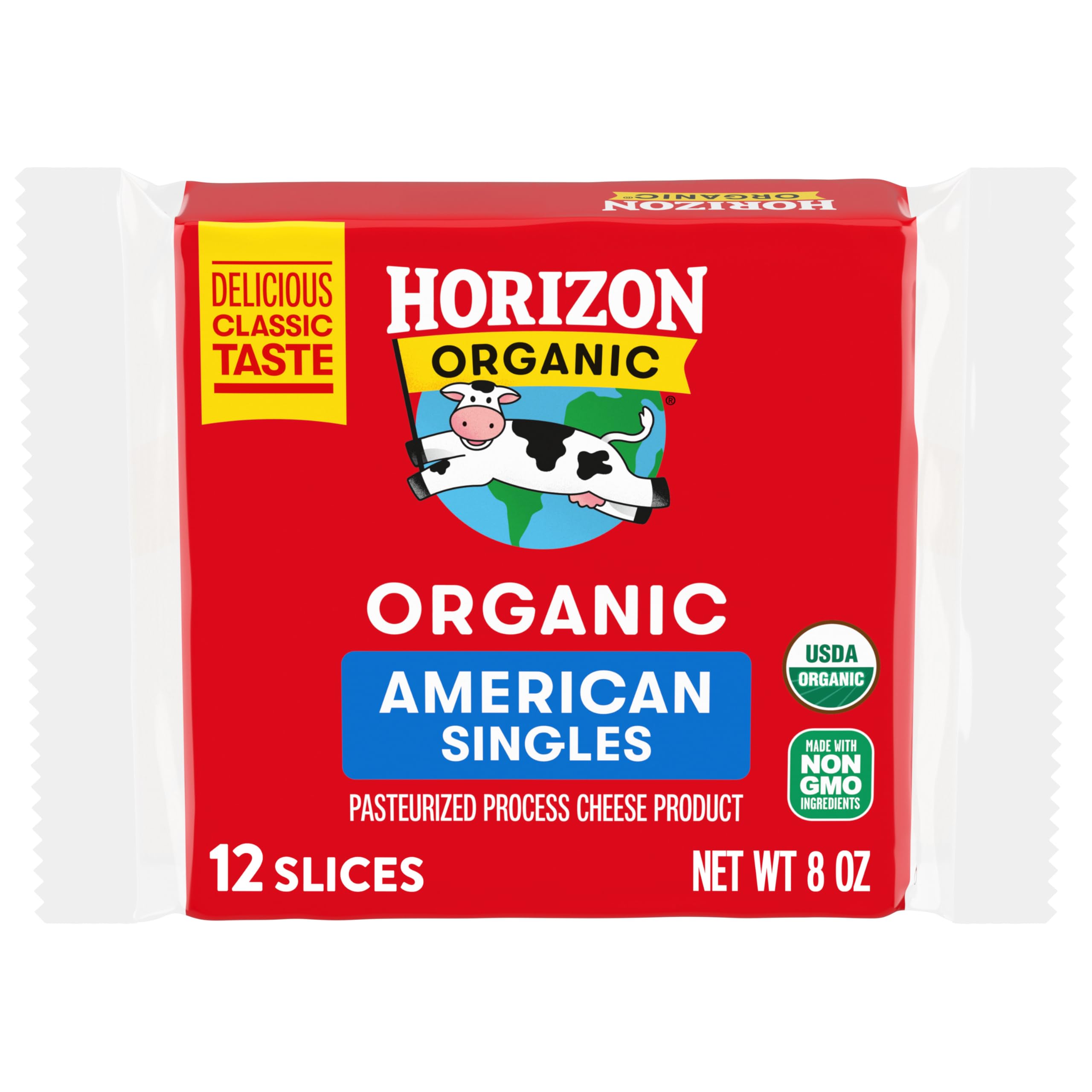 Sliced Cheese American, 8 oz | Pre-Sliced American Cheese Made with Real Milk, Meltable, Brings Delicious Organic Flavor to your Lunchtime Favorites