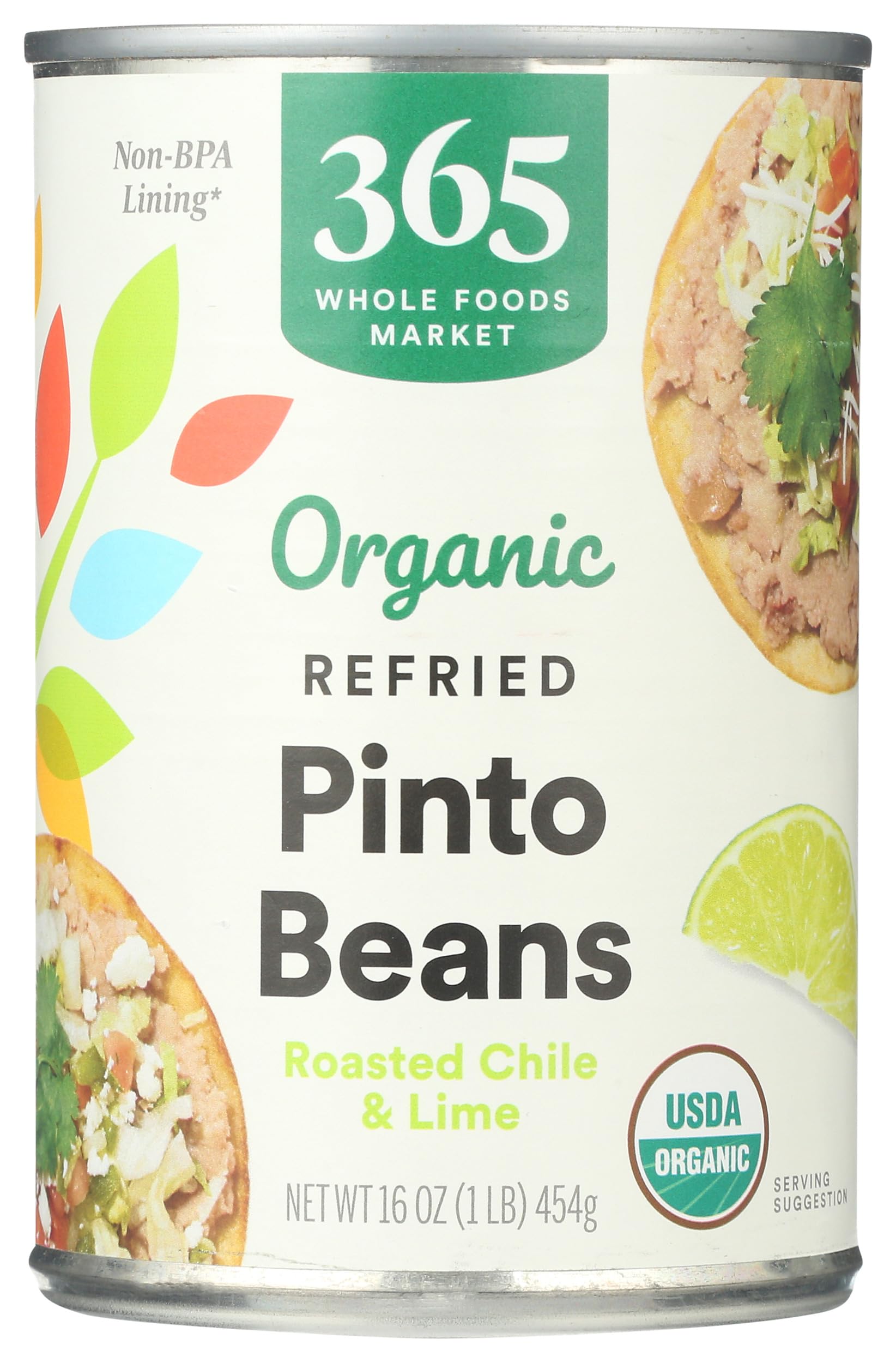 Organic Refried Beans Roasted Chili & Lime, 16 oz