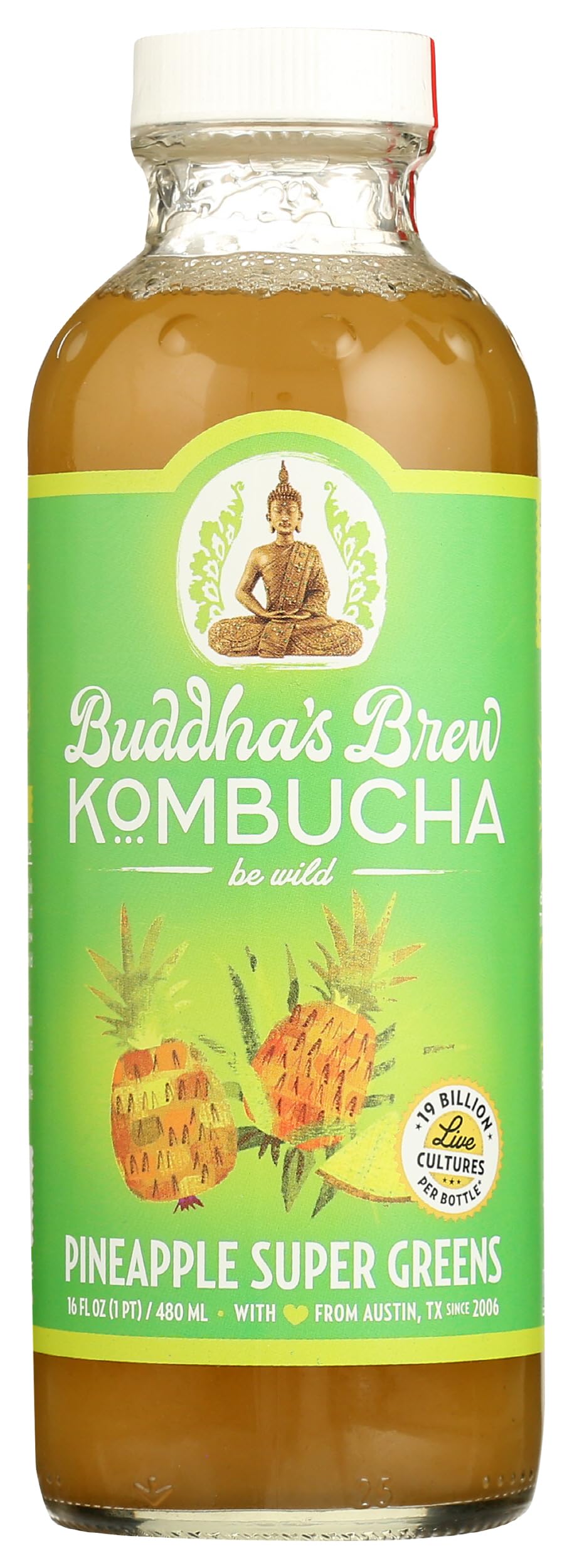 Kombucha Pineapple Super Greens, 16 Fl Oz