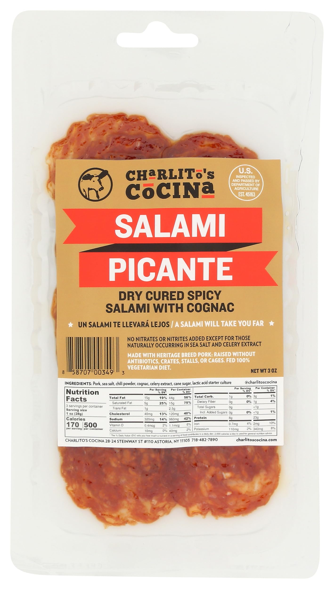 Salami Dry Cured Picante, 3 Ounce