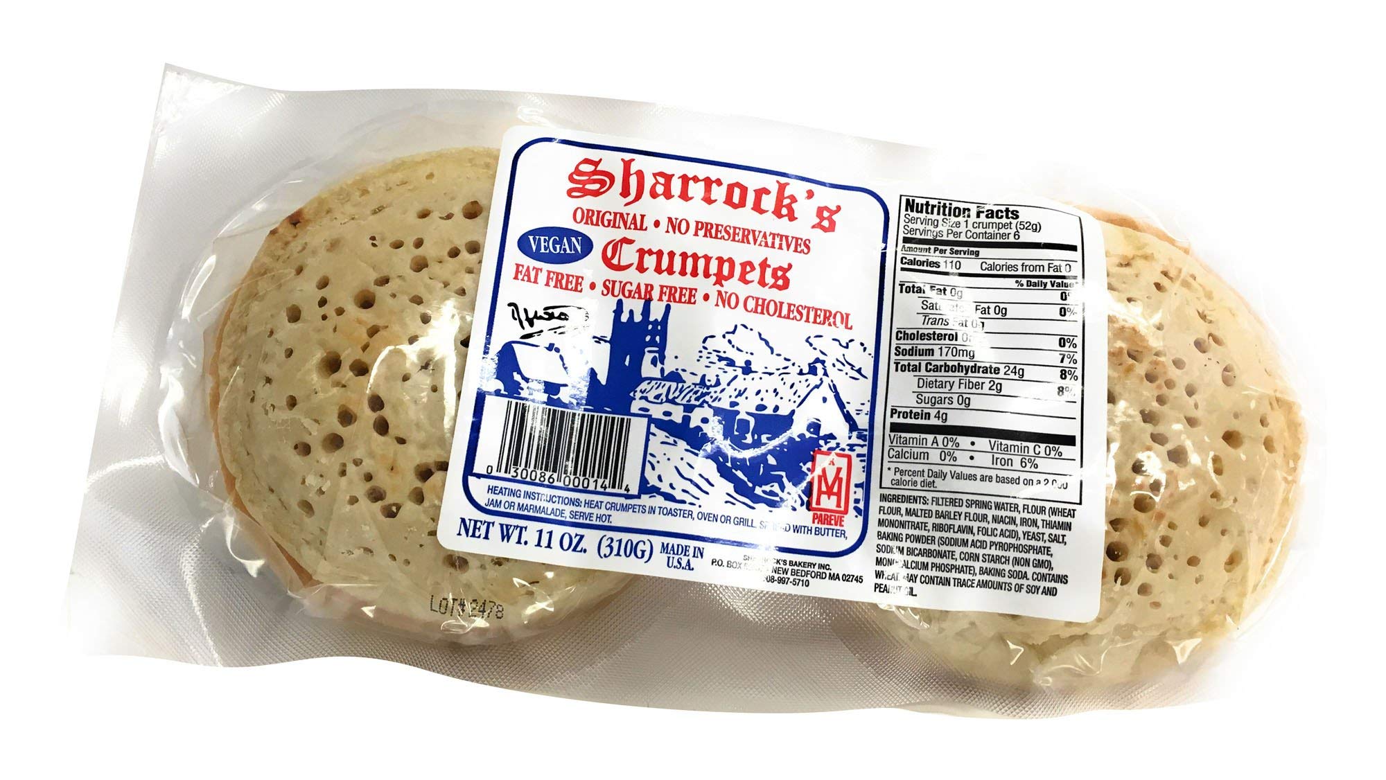 SHARROCK ENGLISH BAKERY Crumpet, 11 OZ