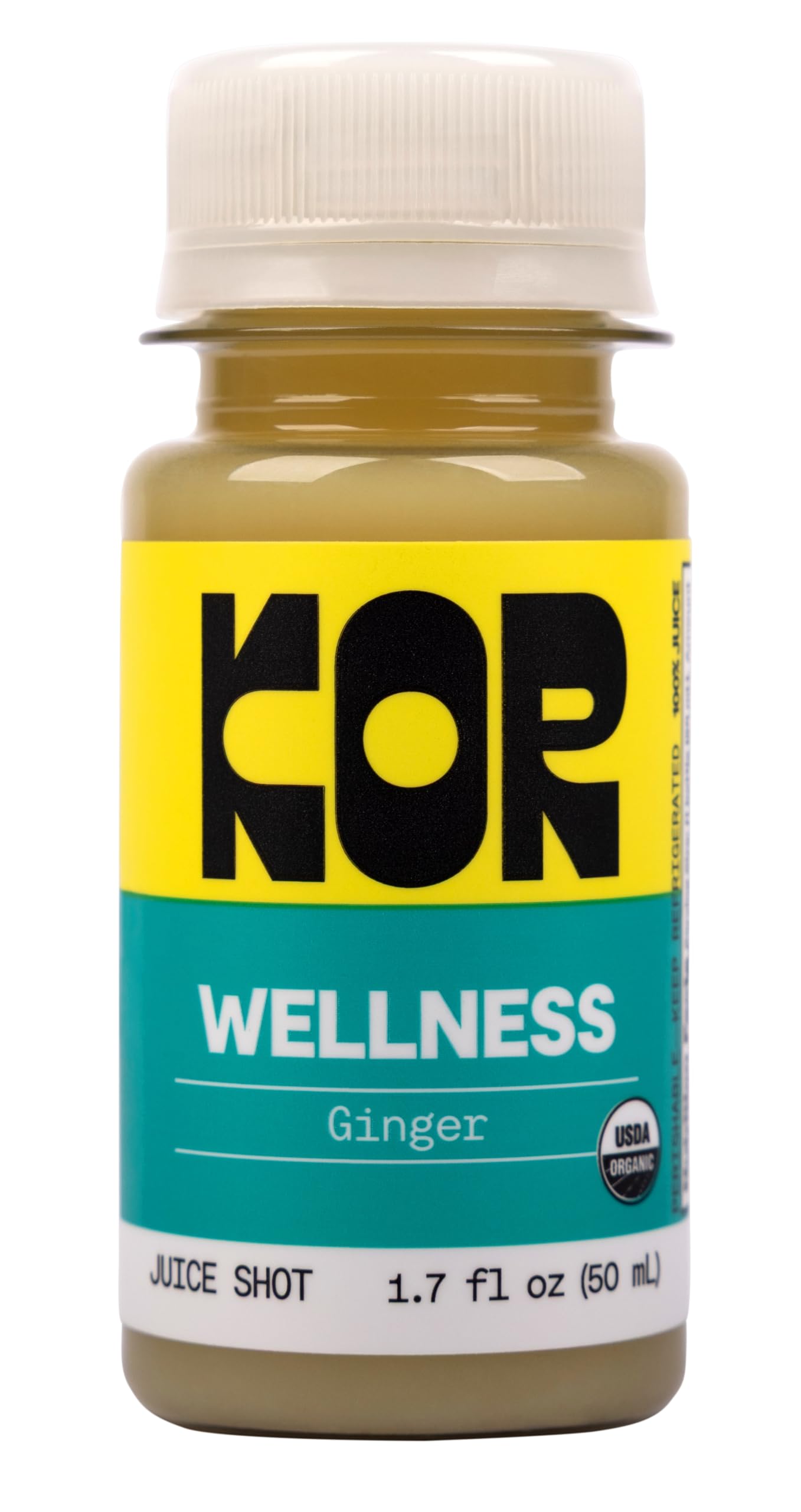 KOR Organic Ginger Shot – Cold-Pressed Wellness Shot with Ginger, Lemon, Coconut Water & Cayenne – Single 1.7 Fl Oz