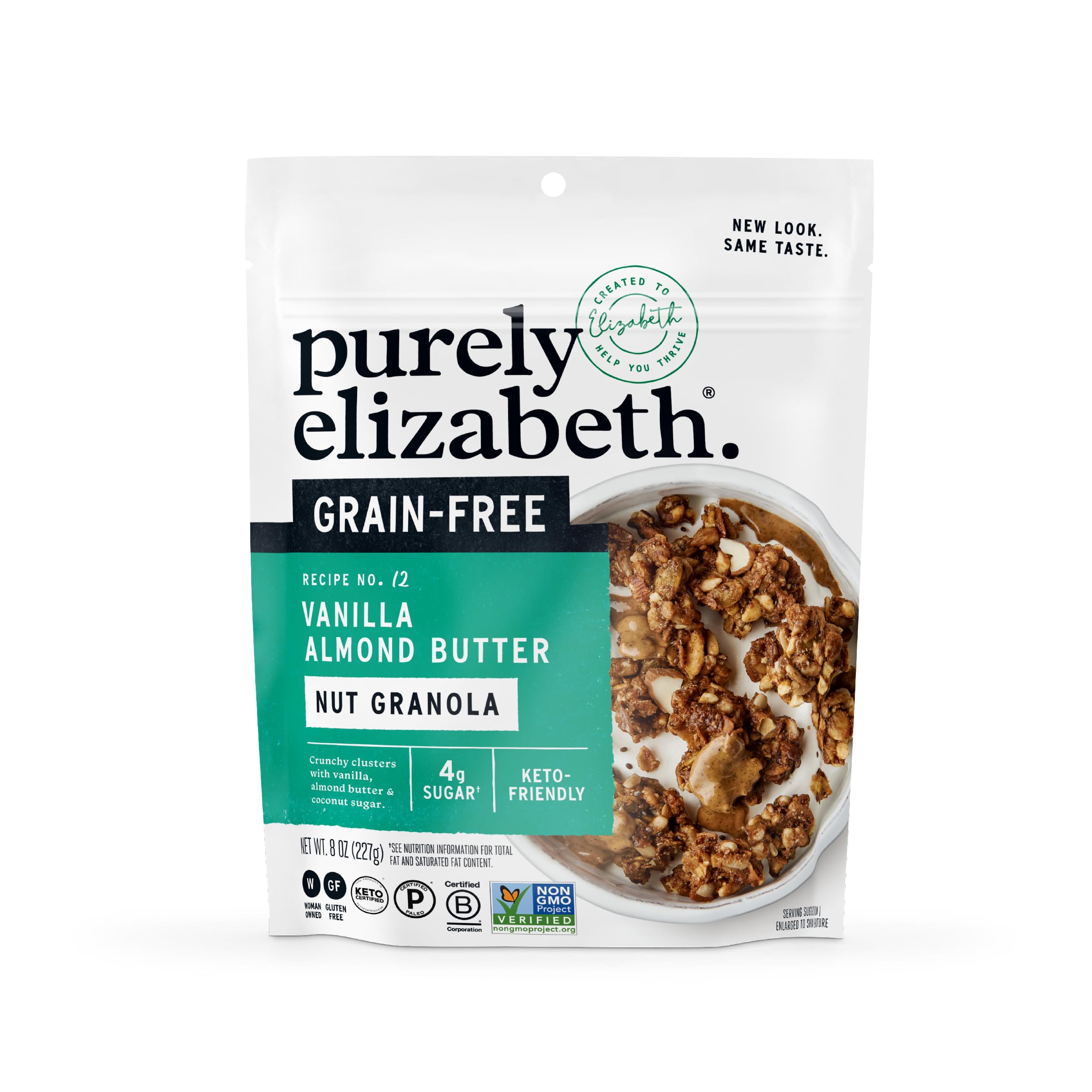Purely Elizabeth, Granola Vanilla Almond Butter MCT Grain Free, 8 Ounce