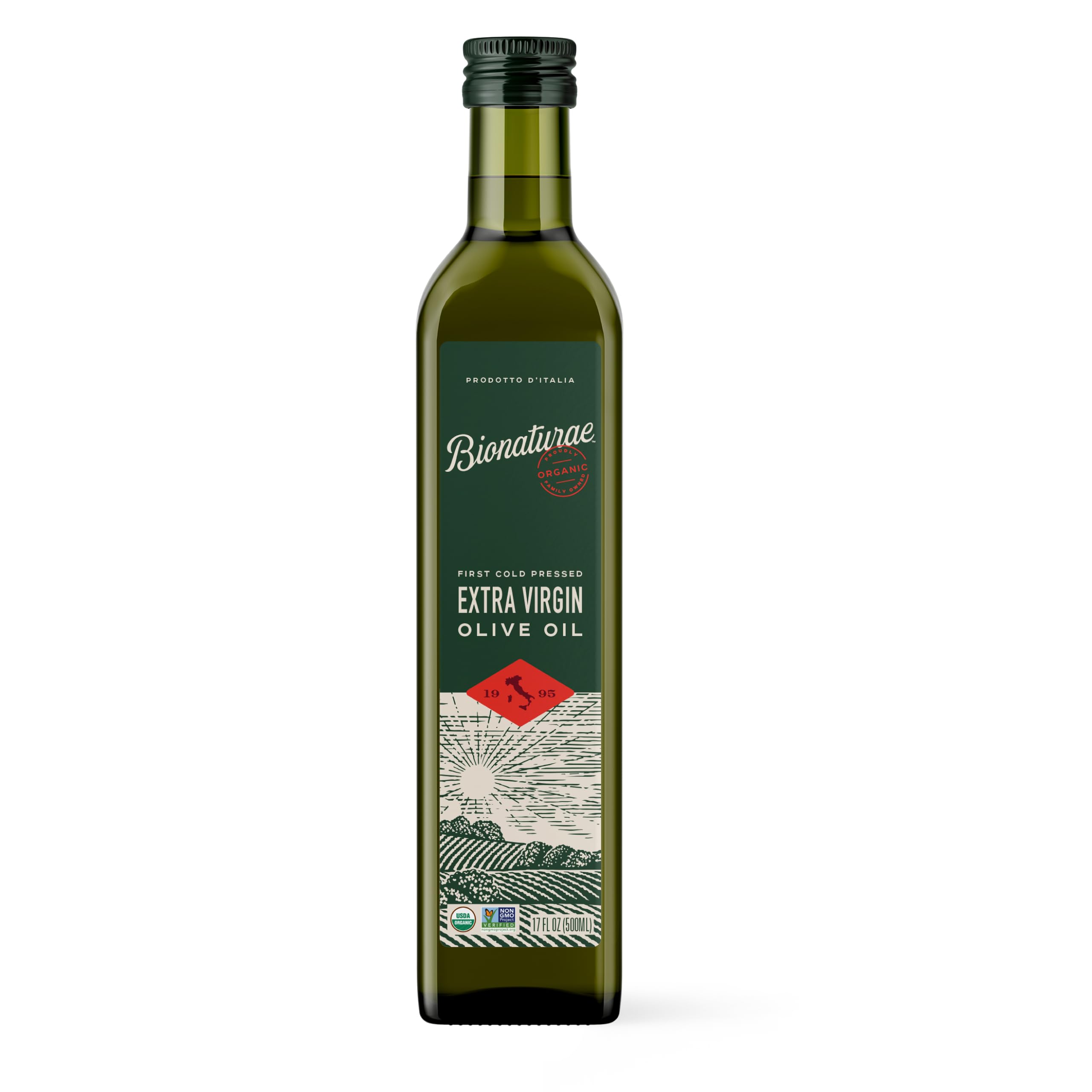 Bionaturae Extra Virgin Olive Oil, Organic Olive Oil, Non-GMO, 17 Fl Oz | USDA Certified Organic, Recyclable Glass, Made in Italy