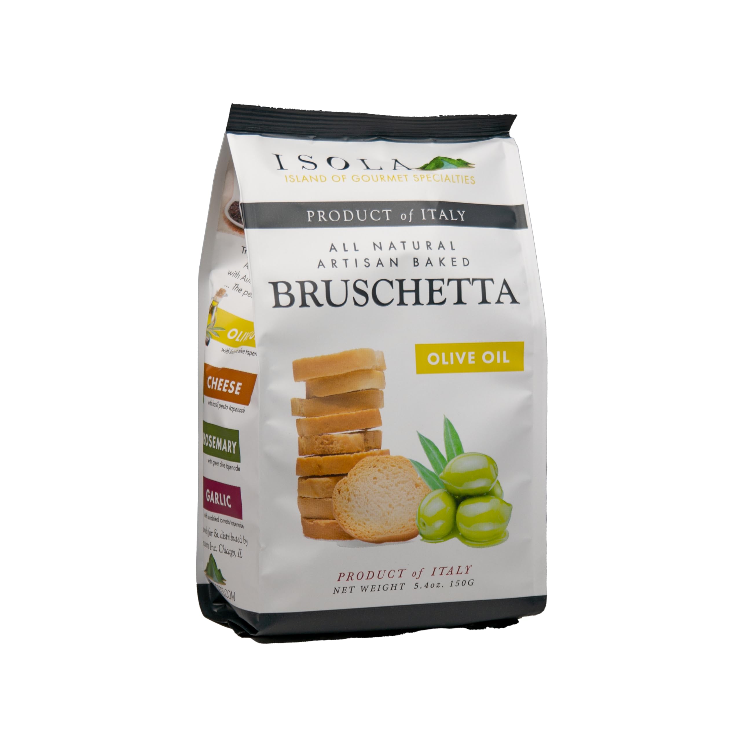 Isola Italian Olive Oil Bruschetta – Artisan-Baked Crispbread Infused with Extra Virgin Olive Oil – Perfect for Antipasti, Cheese Boards & Gourmet Appetizers – All-Natural, No Preservatives – 5.36 oz