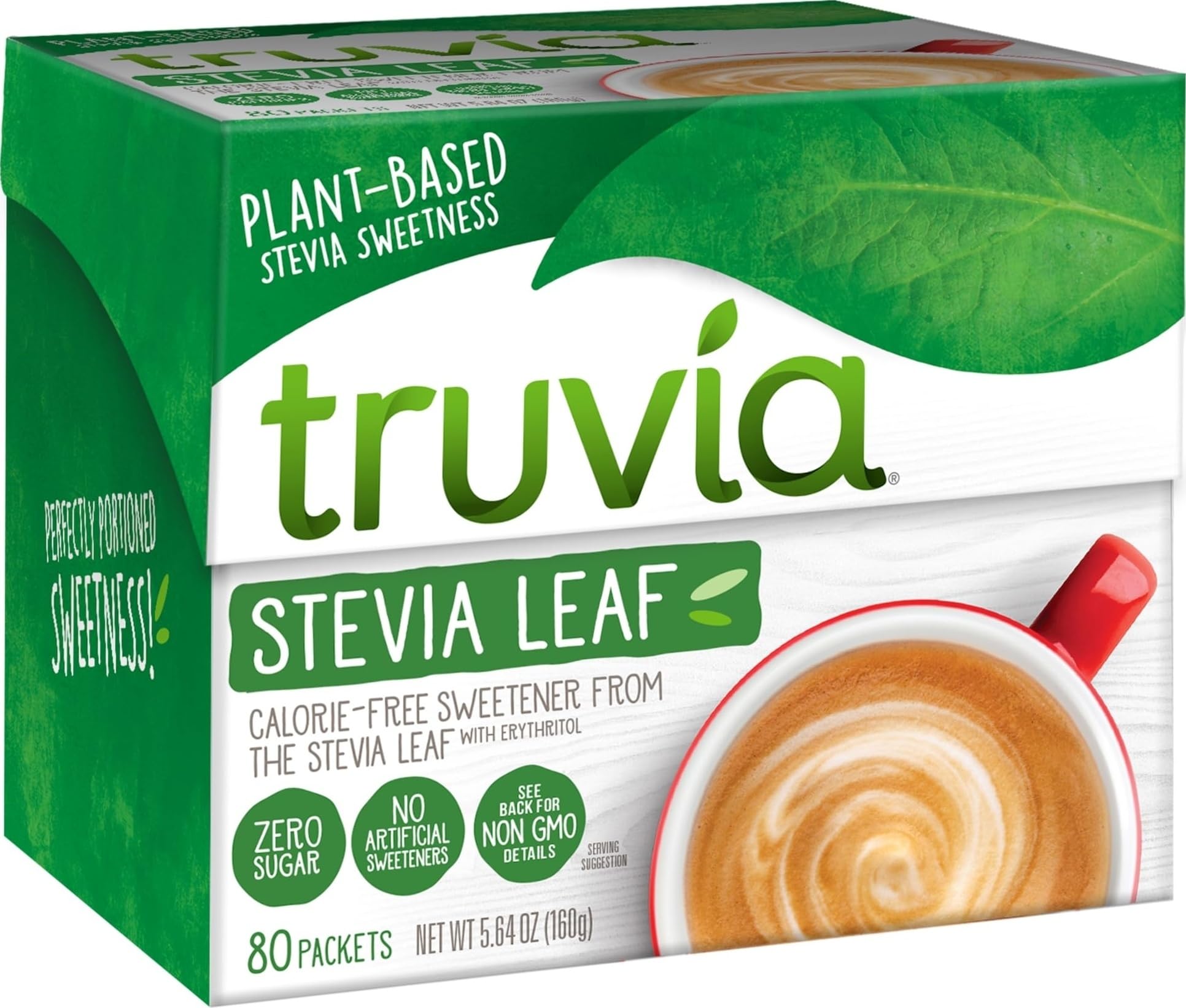 Sweetener Natural No Calorie, 80 Count | 80 packets; stevia & erythritol; 1 packet = 2 tsp sugar; non-GMO, gluten-free, kosher; coffee, tea & yogurt