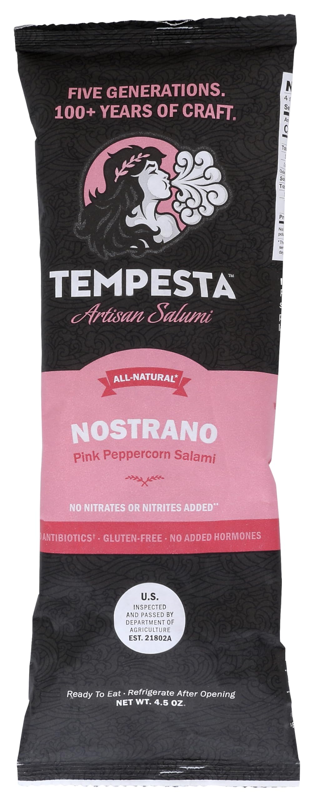 Tempesta Nostrano Pink Peppercorn Salami, 4.5 OZ