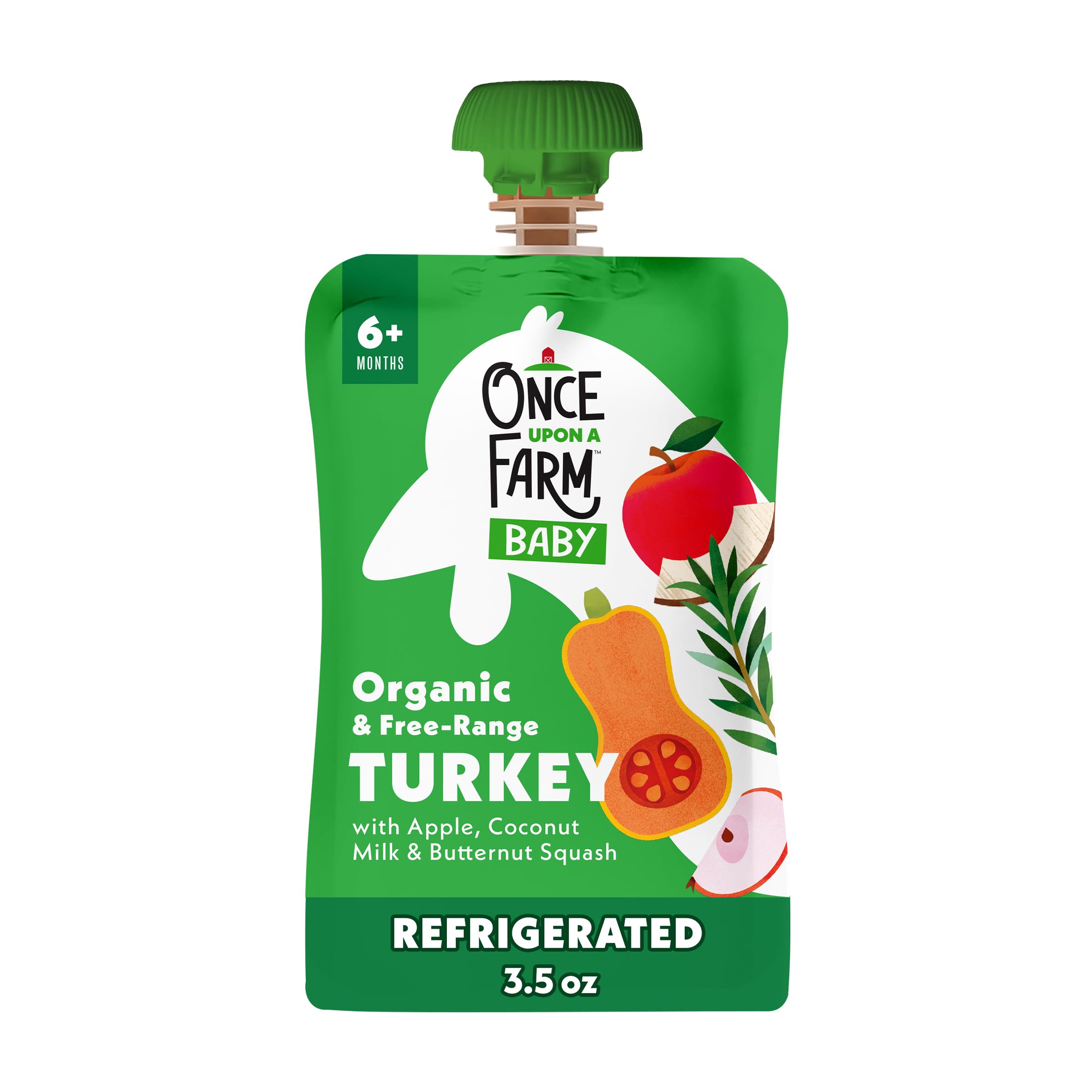 Once Upon a Farm Apple, Coconut Milk, Turkey, Butternut Squash Organic Baby Food Pouch, 3.5oz