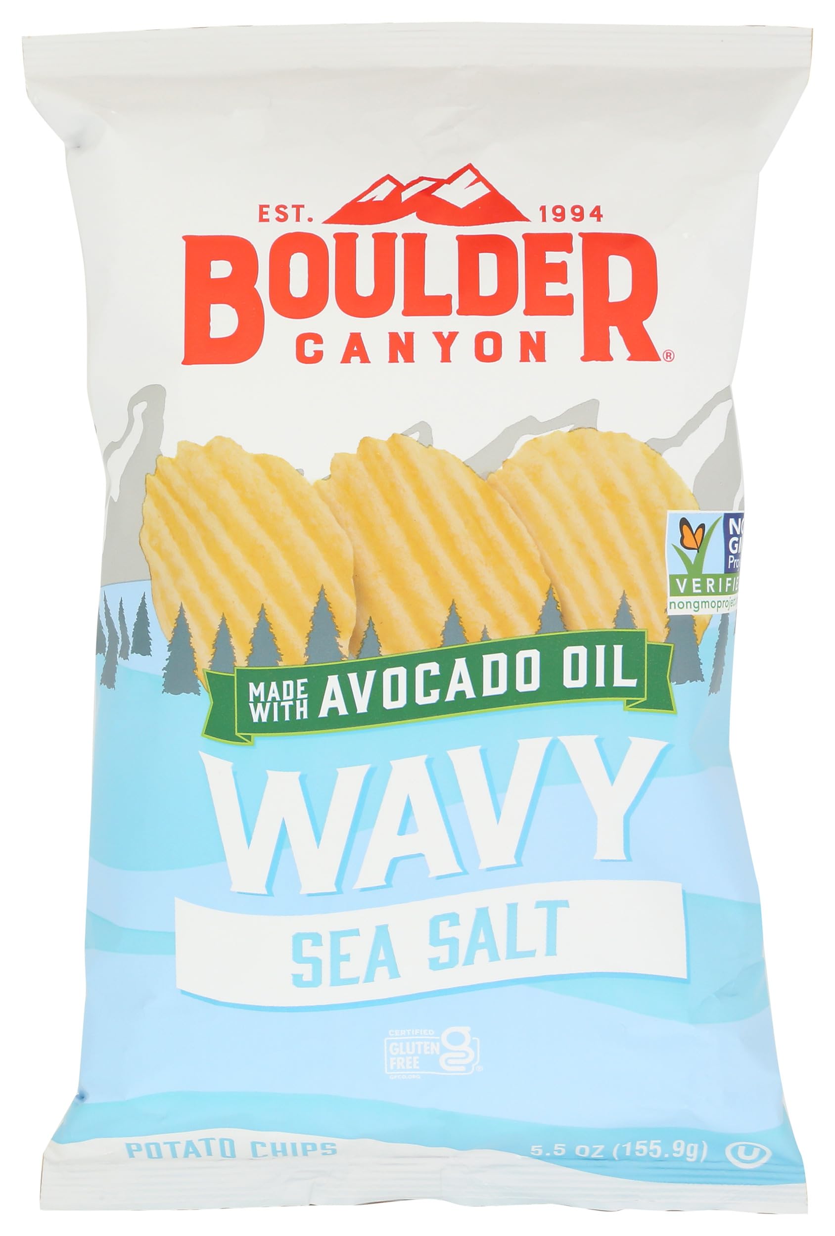 Boulder Canyon Wavy Classic Sea Salt Potato Chips, 5.5 OZ