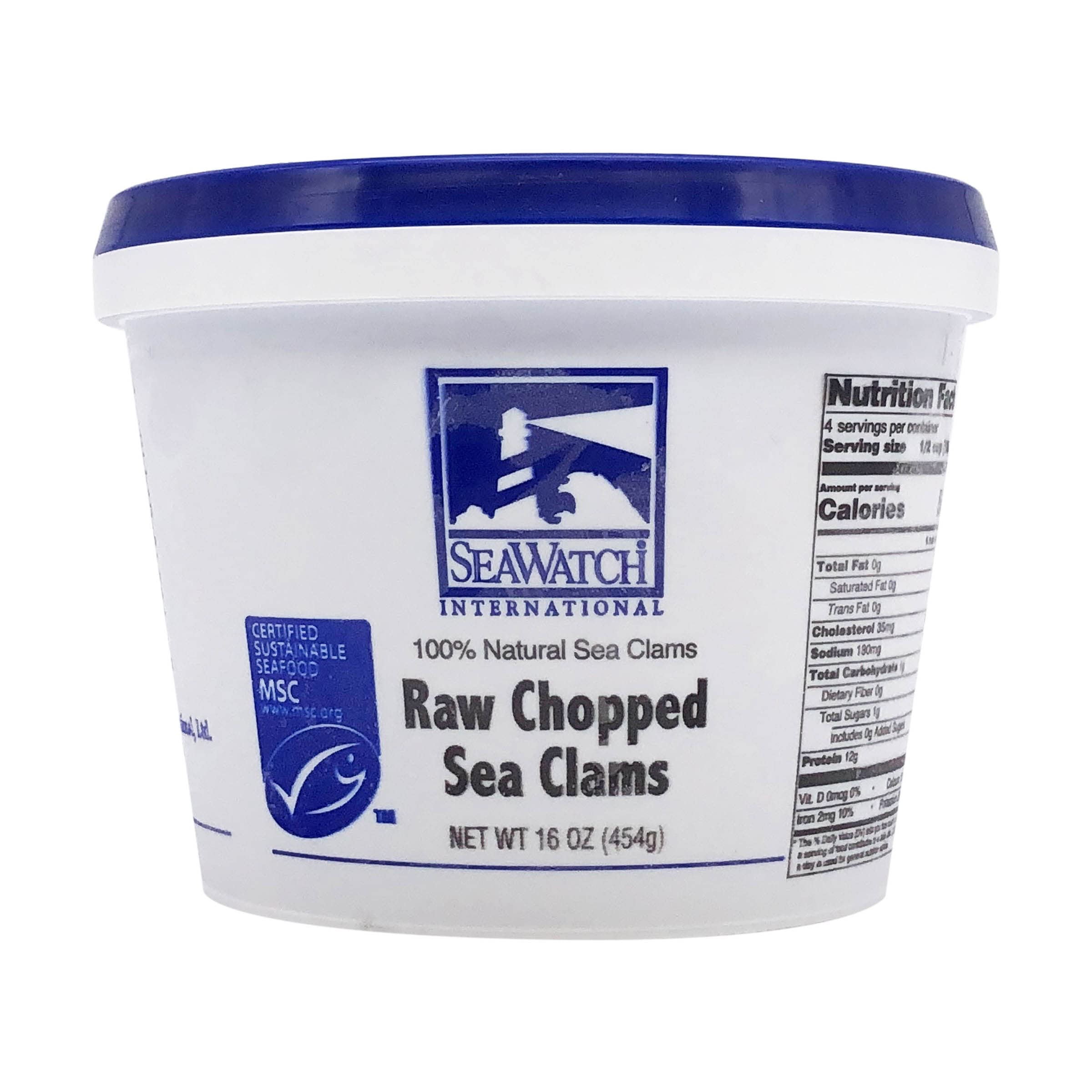 Sea Watch Interantional, Clam Meat Chopped Frozen Msc, 16 Ounce