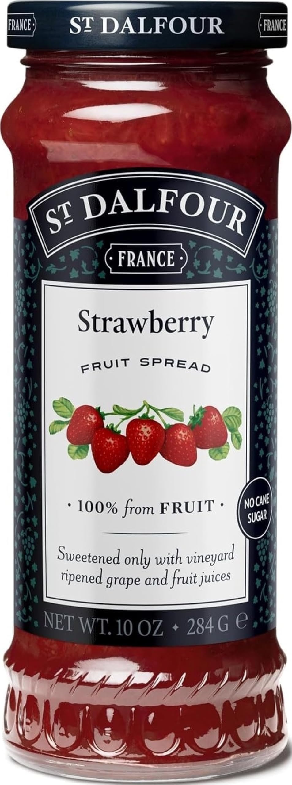 St. Dalfour Strawberry Fruit Spread - 10oz - 100% from Fruit, No Artificial Ingredients, Non-GMO, No Cane Sugars, All Natural, Made in France
