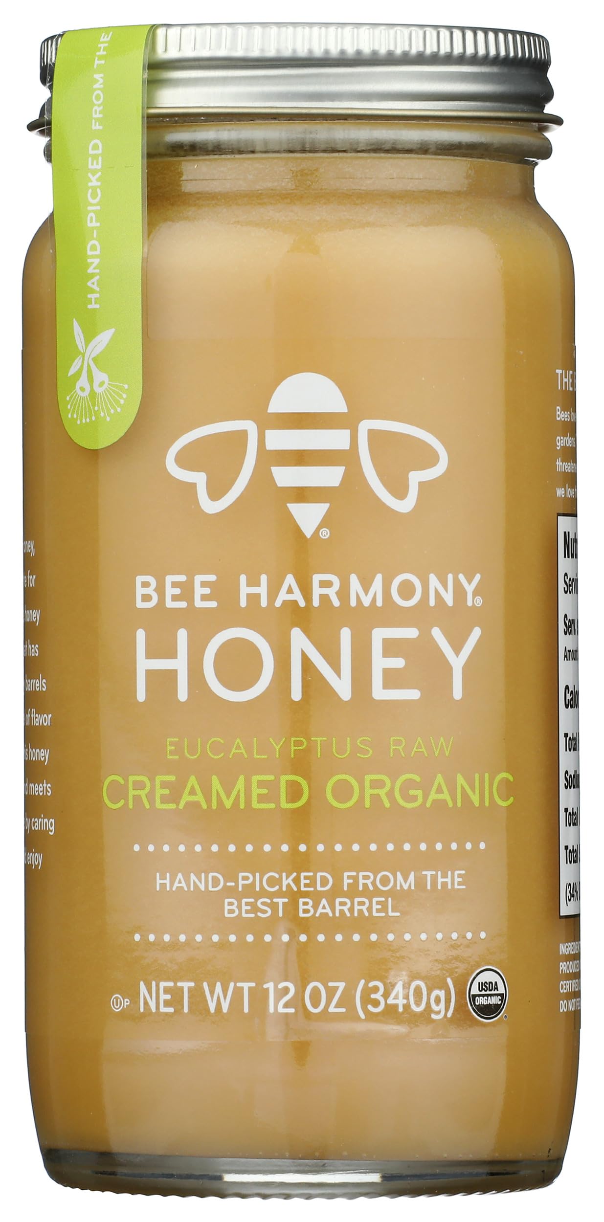 BEE HARMONY Organic Eucalyptus Raw Creamed Honey, 12 OZ