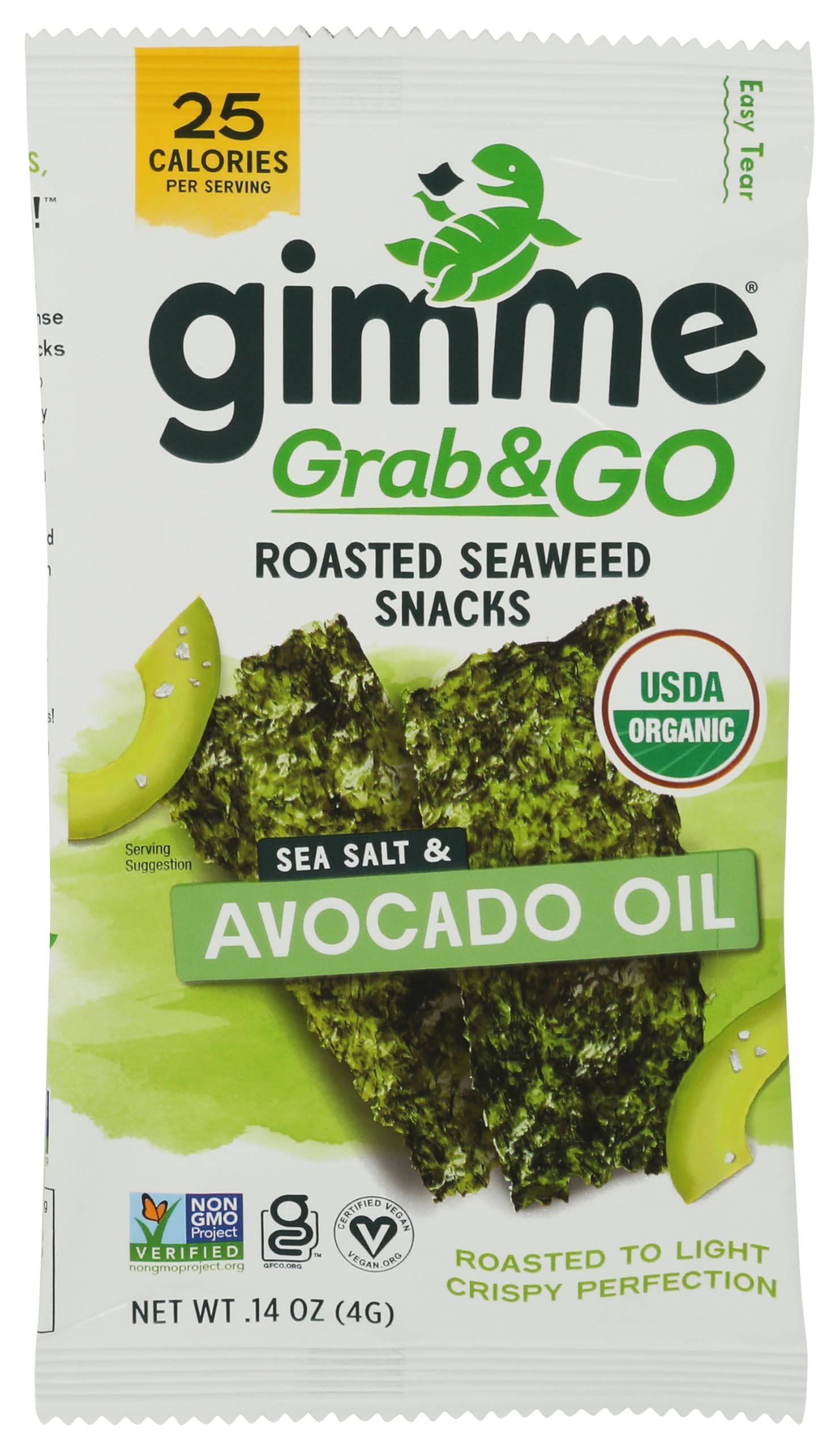 Gimme, Seaweed Roasted Sea Salt Avocado Oil Grab N Go Organic, 0.14 Ounce