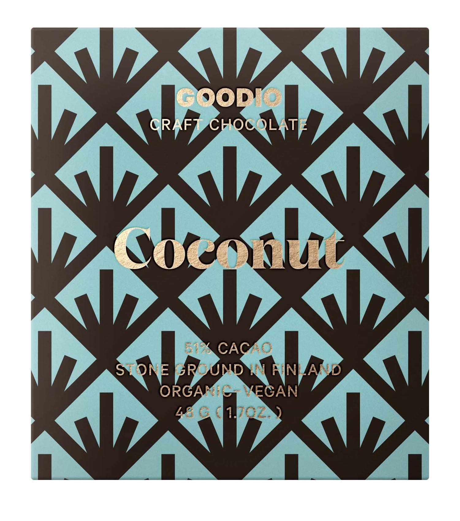 Goodio Coconut Dark Chocolate bar 51% Cacao, 1.7 oz | Organic, Vegan, Gluten-free, Soy-Free, Crafted in Finland