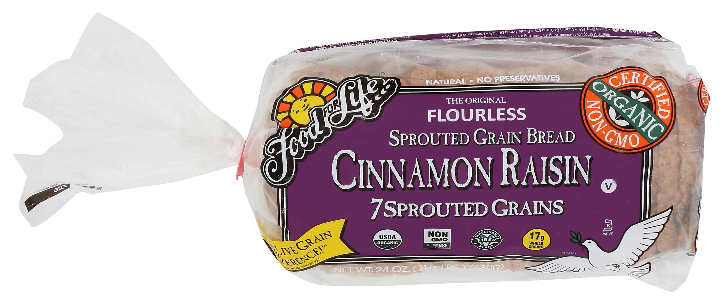 Food For Life, Bread Cinnamon Raisin Organic, 24 Ounce