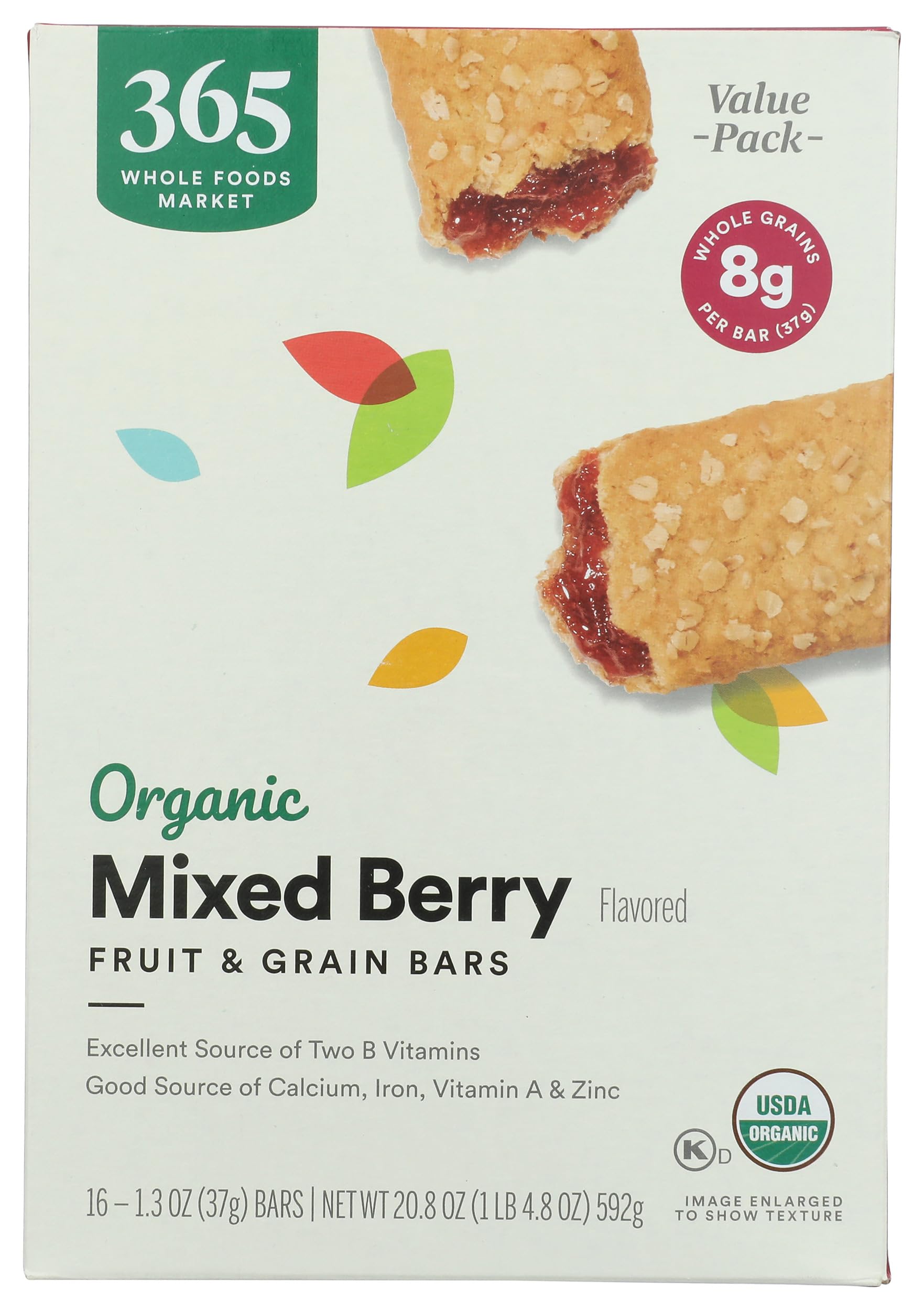 Organic Mixed Berry Fruit and Grain Bars, 20.8 Ounce, 16 Count