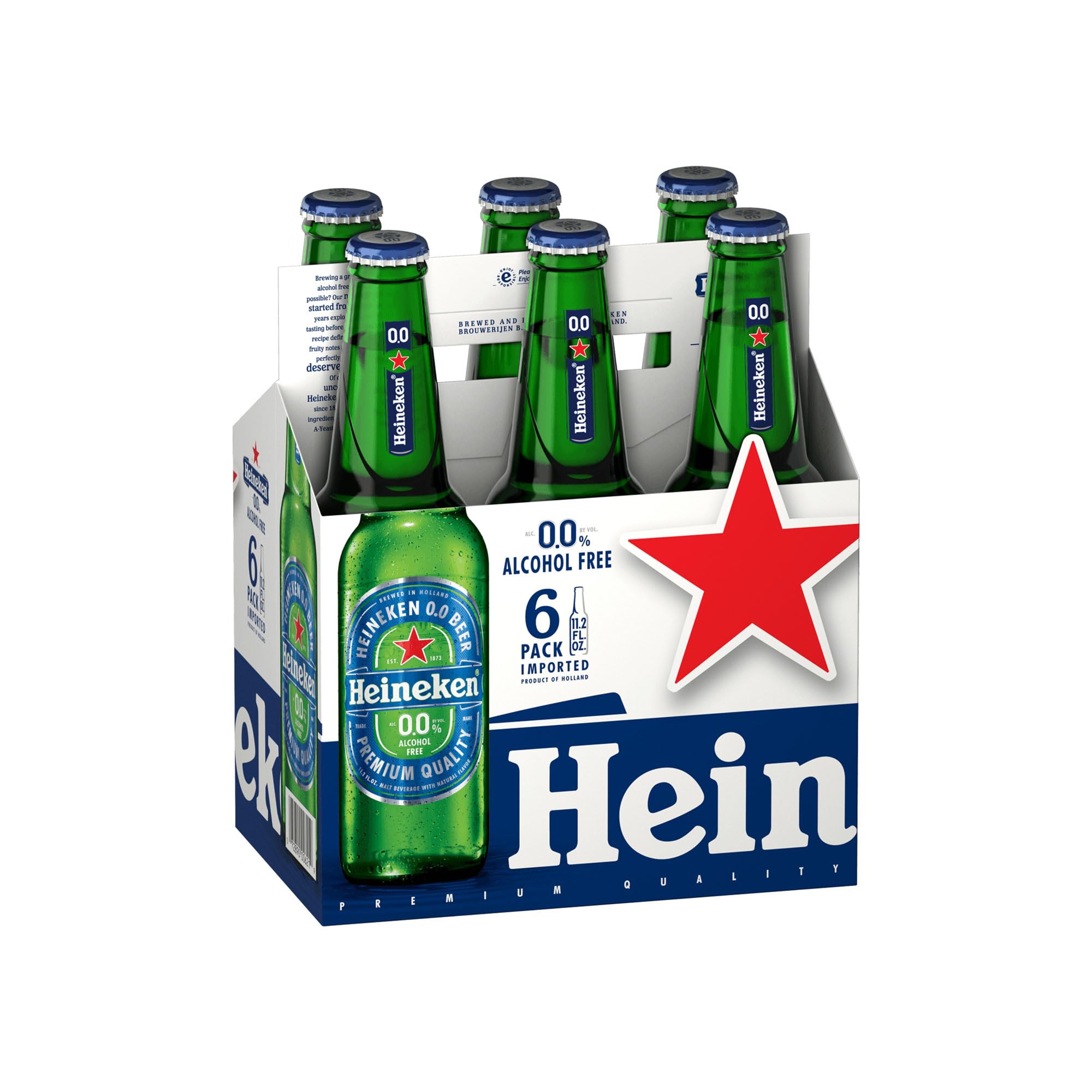 Heineken Non-Alcoholic 0.0 Lager Beer, 6pk, 11.2 Fl Oz Bottles, 0.0% ABV