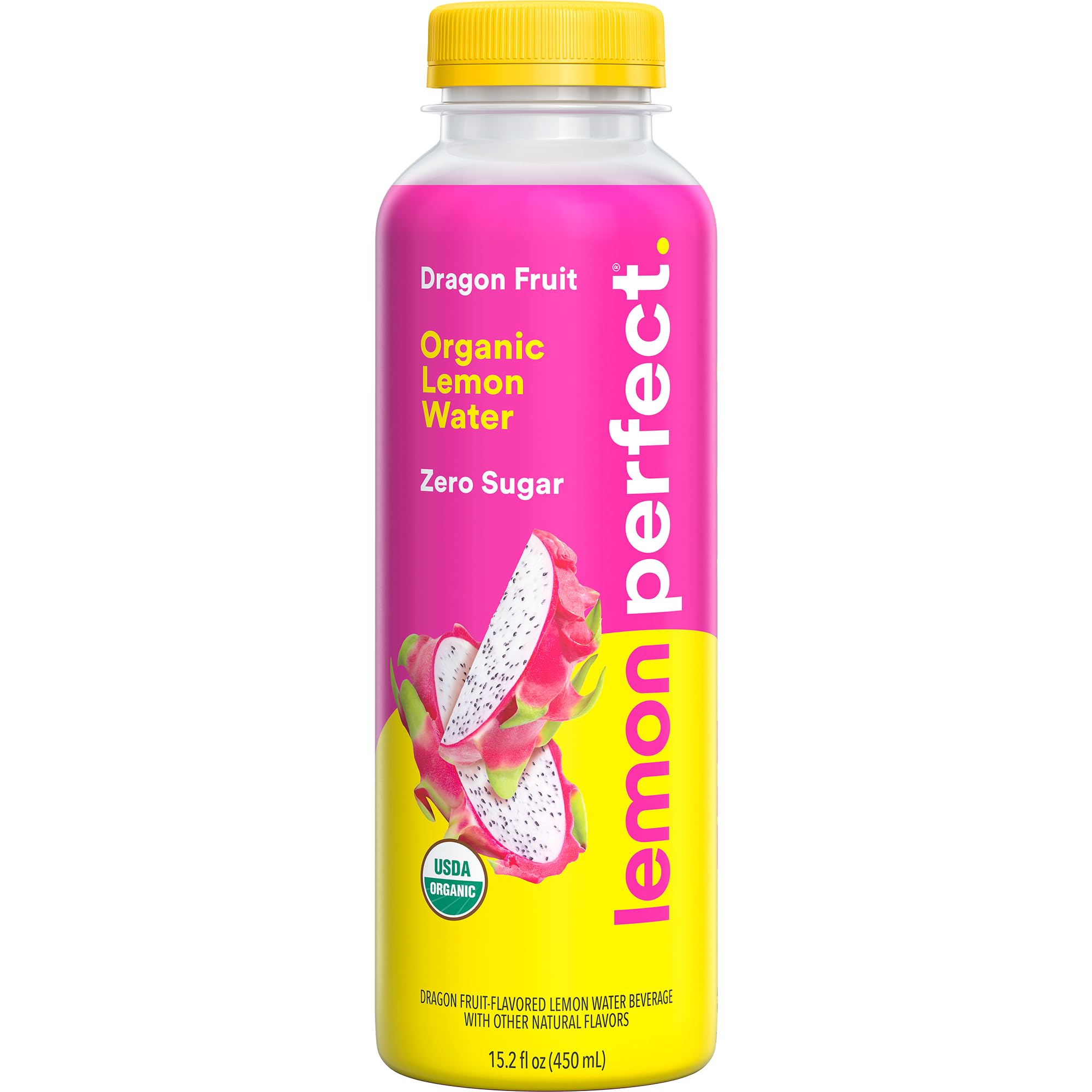Lemon Perfect Dragon Fruit Mango, Hydrating Flavored Lemon Water, Zero Sugar, Delicious and Refreshing, Organic, 15.2 fl oz Bottle