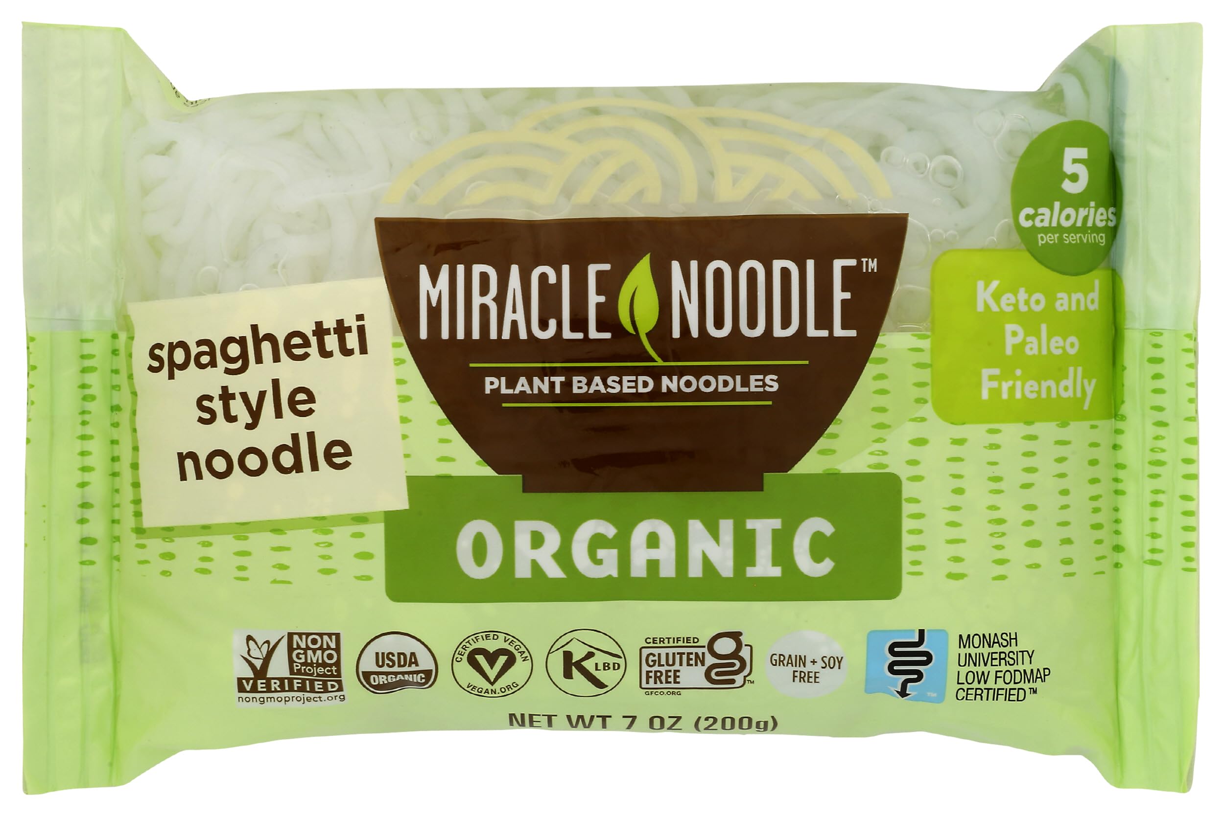 Miracle Noodle Organic Spaghetti Style Pasta - Plant Based Shirataki Noodles, Keto, Gluten-Free, Low Carb, Paleo, Low Calories, Kosher, Soy Free, Non-GMO - Perfect for Your Keto Diet - 7 oz