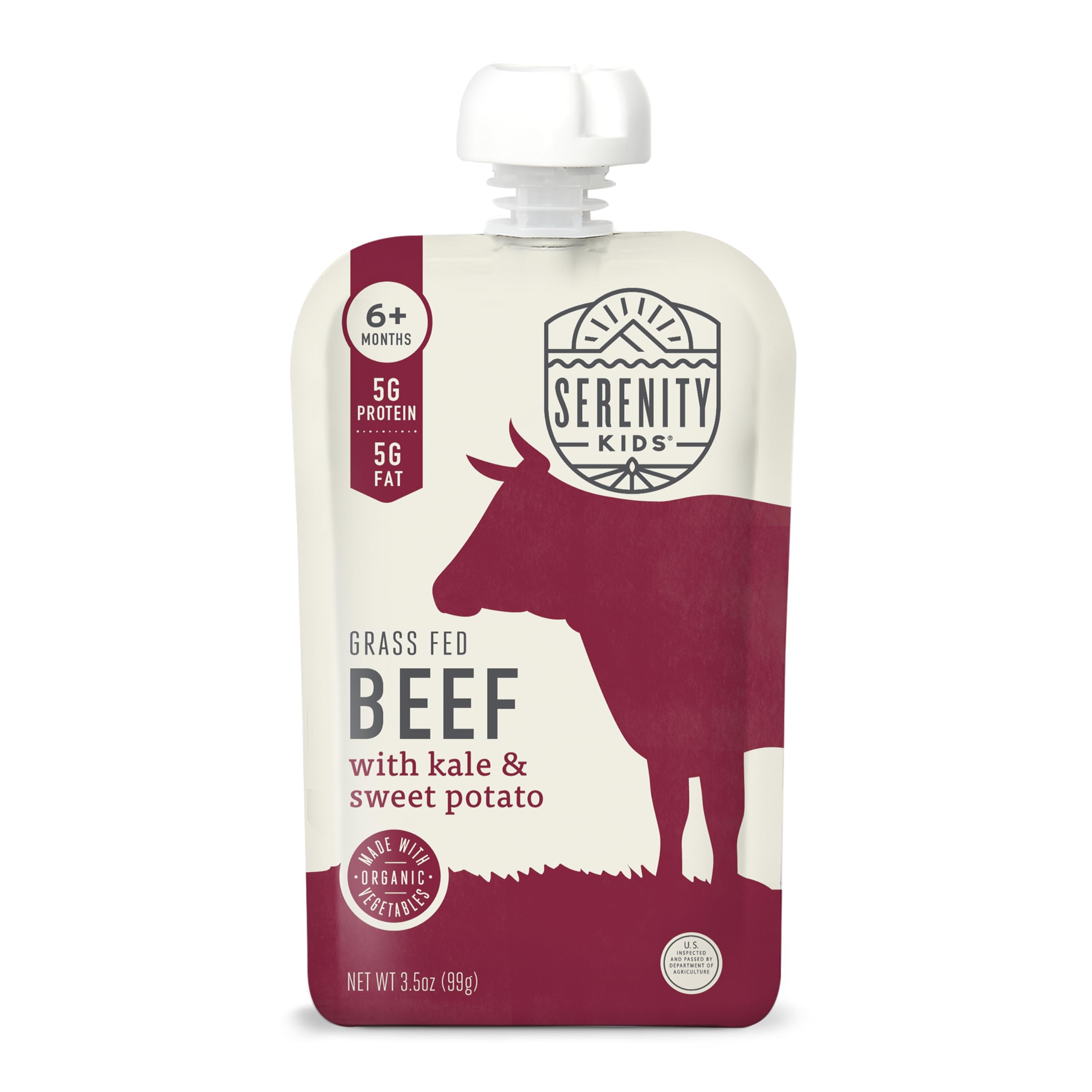 Serenity Kids Organic Baby Food Pouch, Beef Puree, No Added Sugar, 3.5 Oz | Savory Meat-Forward for Babies, Toddler Pouches, Toddler Snacks, Baby Pouches, Baby Puree, Pureed Foods