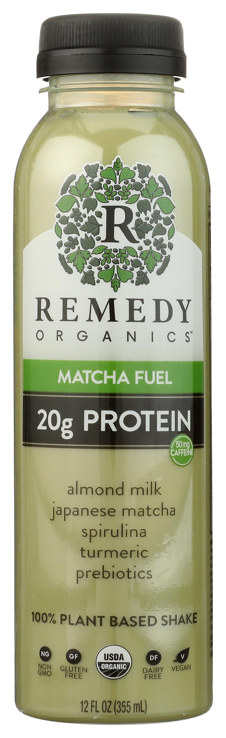 Remedy Organics Protein | Matcha Fuel 12 FL Oz | Plant Based Protein Shakes, Ready To Drink | Organic, Gluten Free, Dairy Free, Soy Free